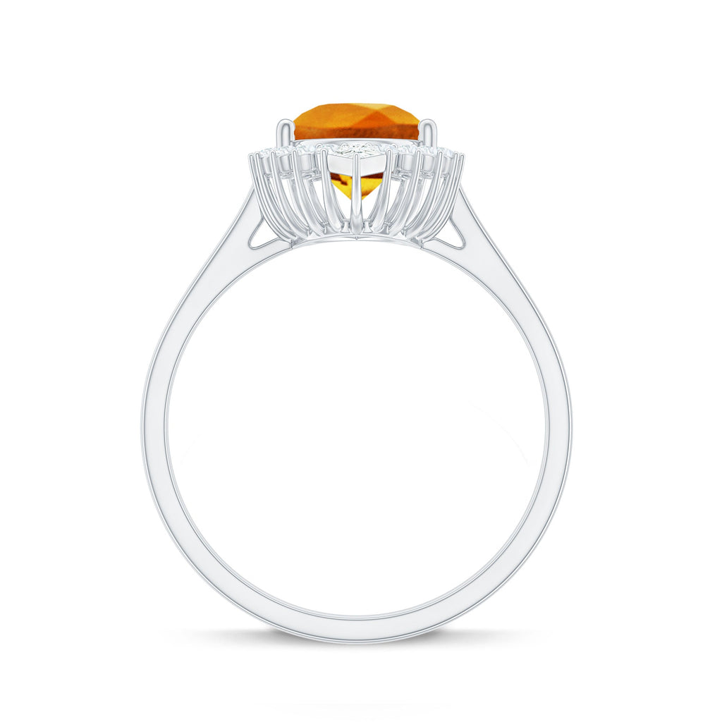 Certified 2.5 Carat Lab Grown Orange Sapphire Engagement Ring with Real Diamond Halo