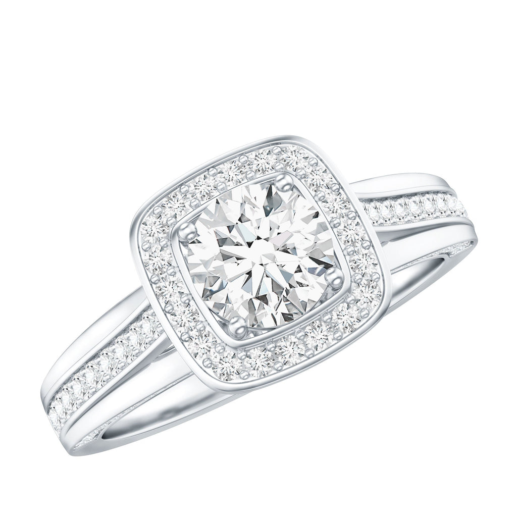 Certified 6 MM Lab Grown Diamond Halo Engagement Ring