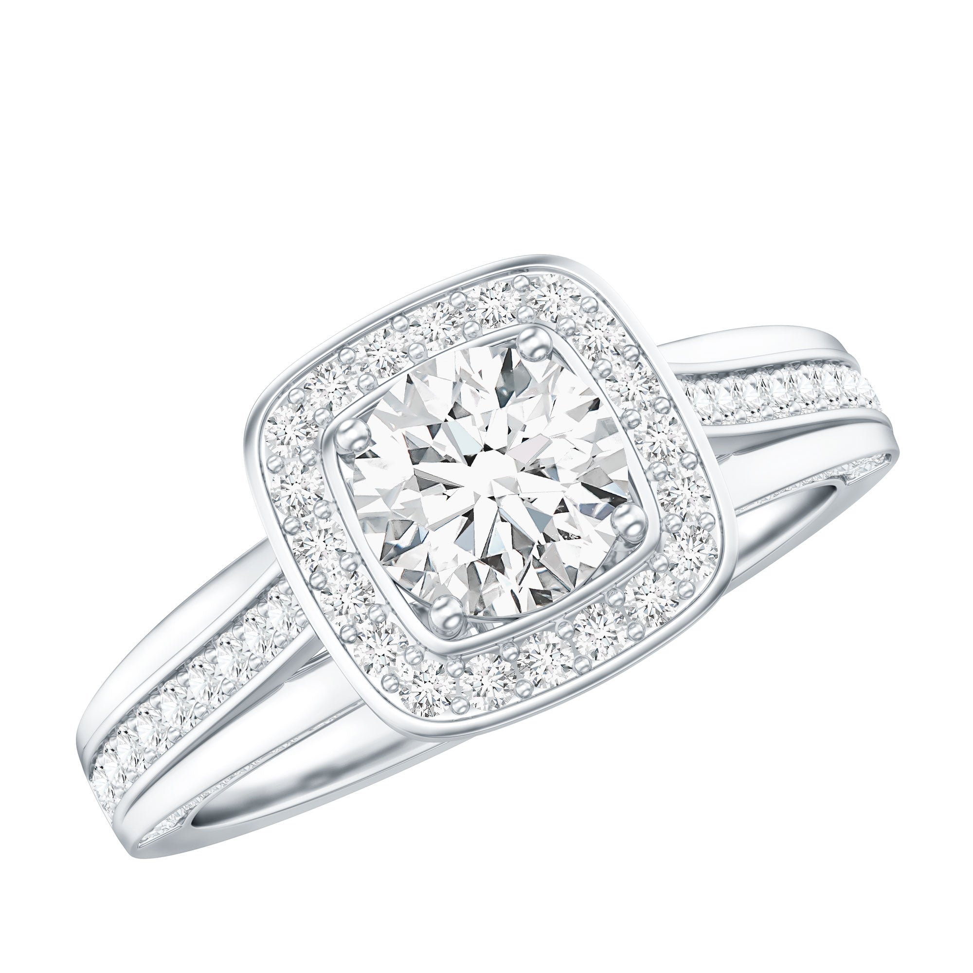 Certified 6 MM Lab Grown Diamond Halo Engagement Ring
