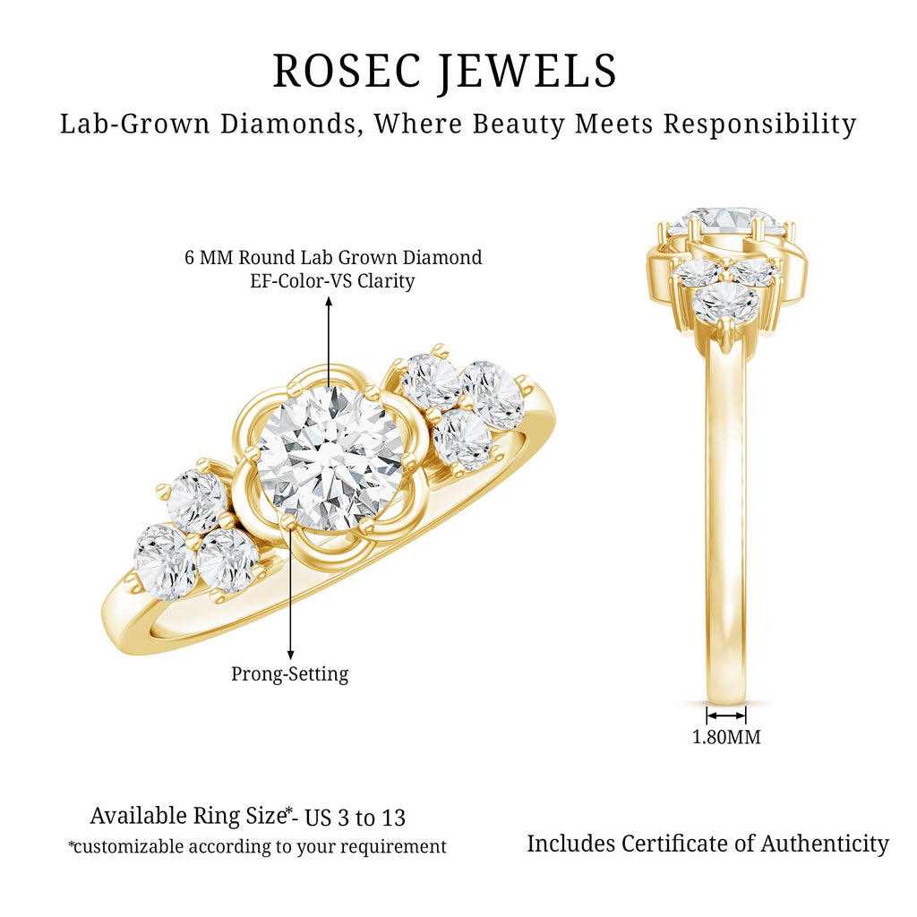 Certified 6 MM Lab Grown Diamond Engagement Ring