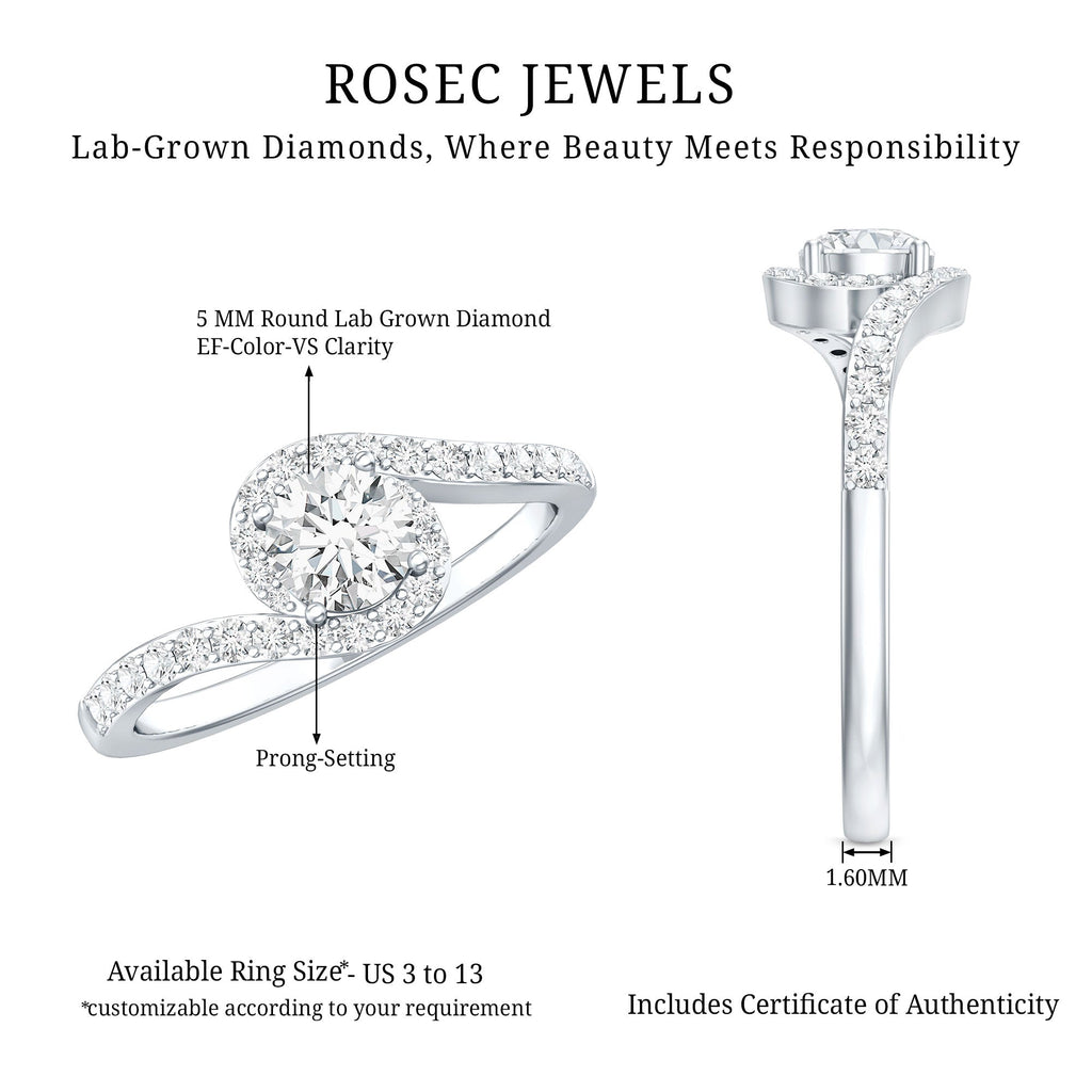 Certified 5 MM Lab Grown Diamond Bypass Engagement Ring