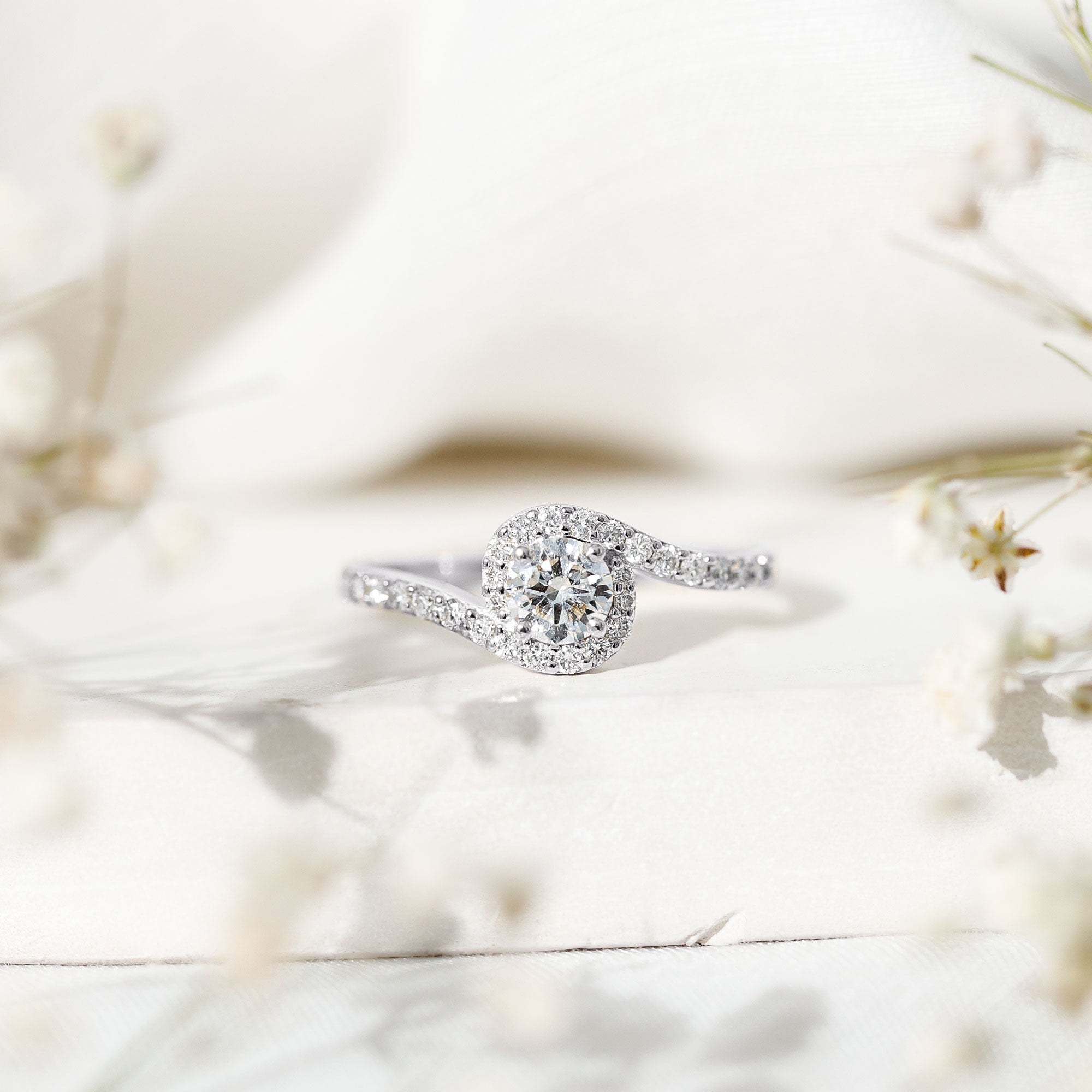 Certified 5 MM Lab Grown Diamond Bypass Engagement Ring
