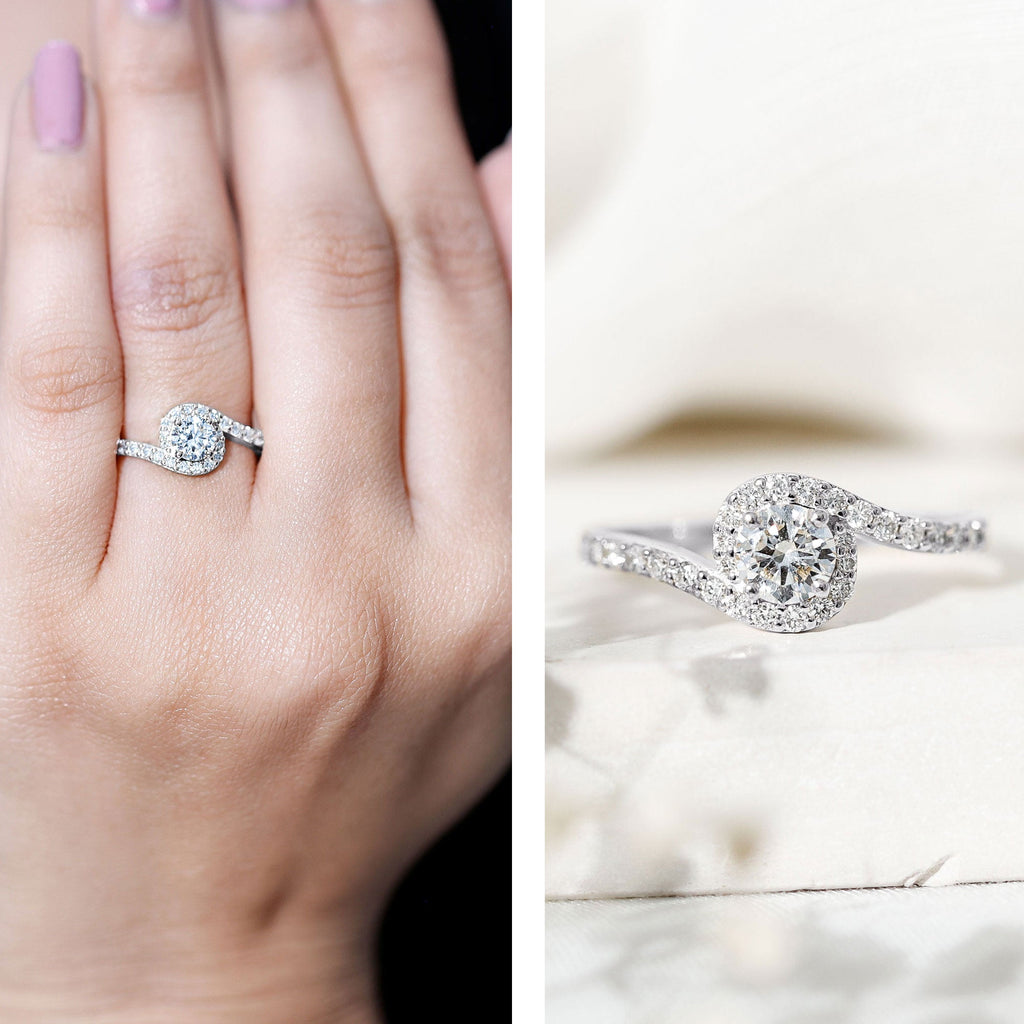 Certified 5 MM Lab Grown Diamond Bypass Engagement Ring