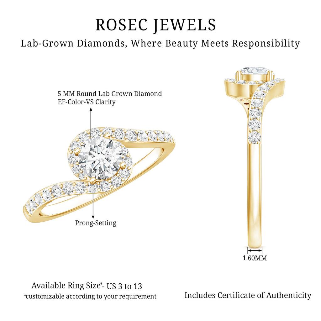 Certified 5 MM Lab Grown Diamond Bypass Engagement Ring