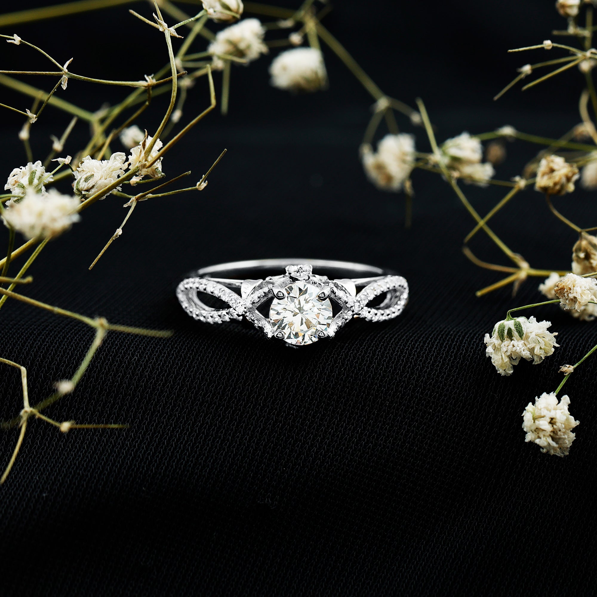 Certified 0.9 Carat Lab Grown Diamond Crossover Engagement Ring