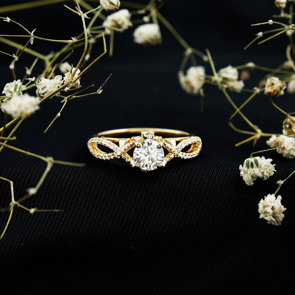 Certified 0.9 Carat Lab Grown Diamond Crossover Engagement Ring