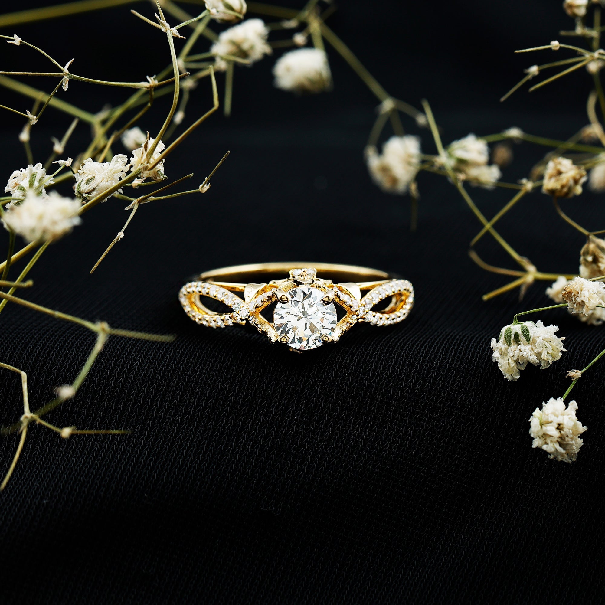 Certified 0.9 Carat Lab Grown Diamond Crossover Engagement Ring
