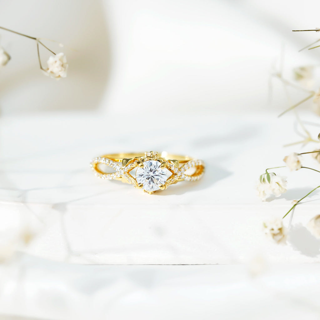 Certified 0.9 Carat Lab Grown Diamond Crossover Engagement Ring