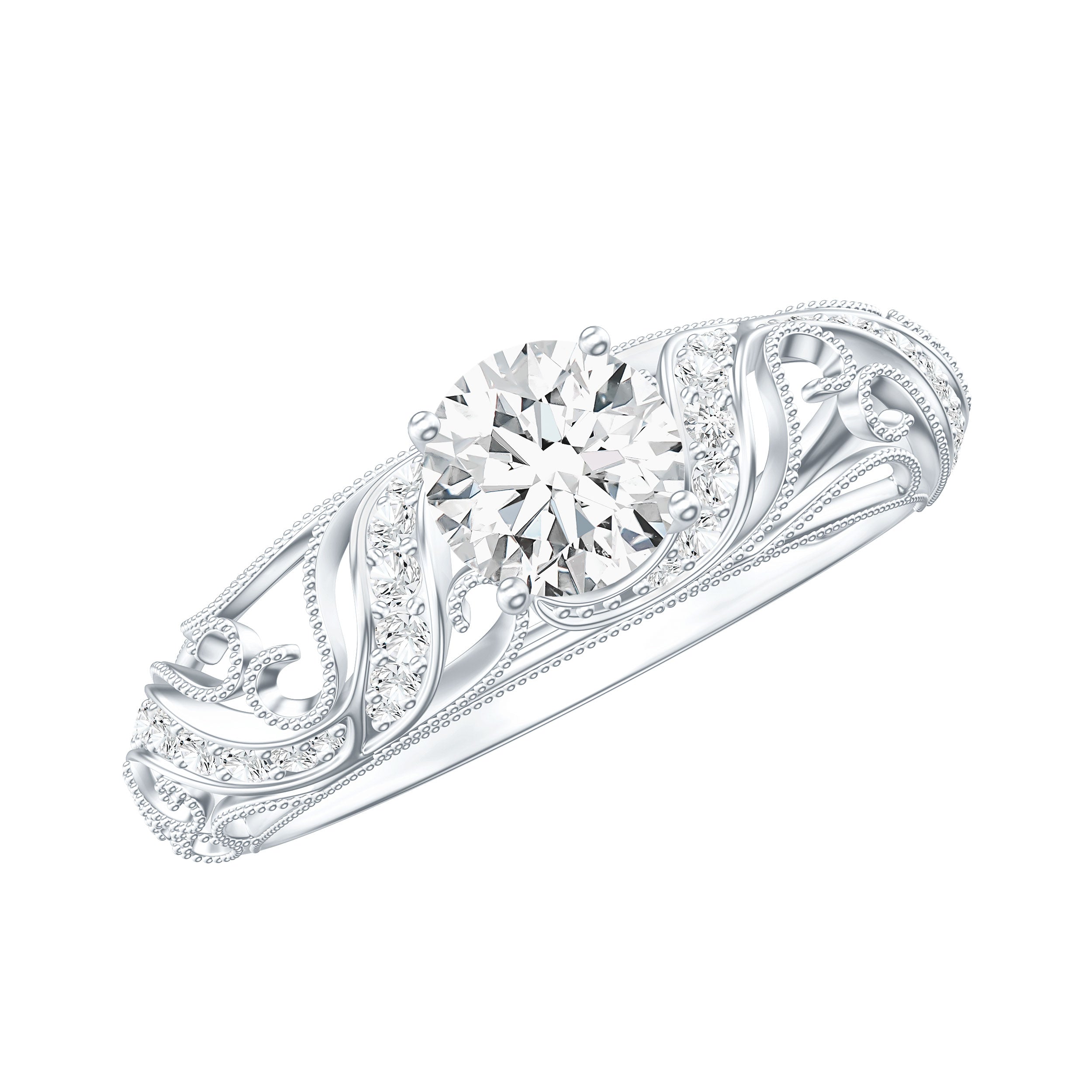 Certified 6 MM Lab Grown Diamond Designer Engagement Ring