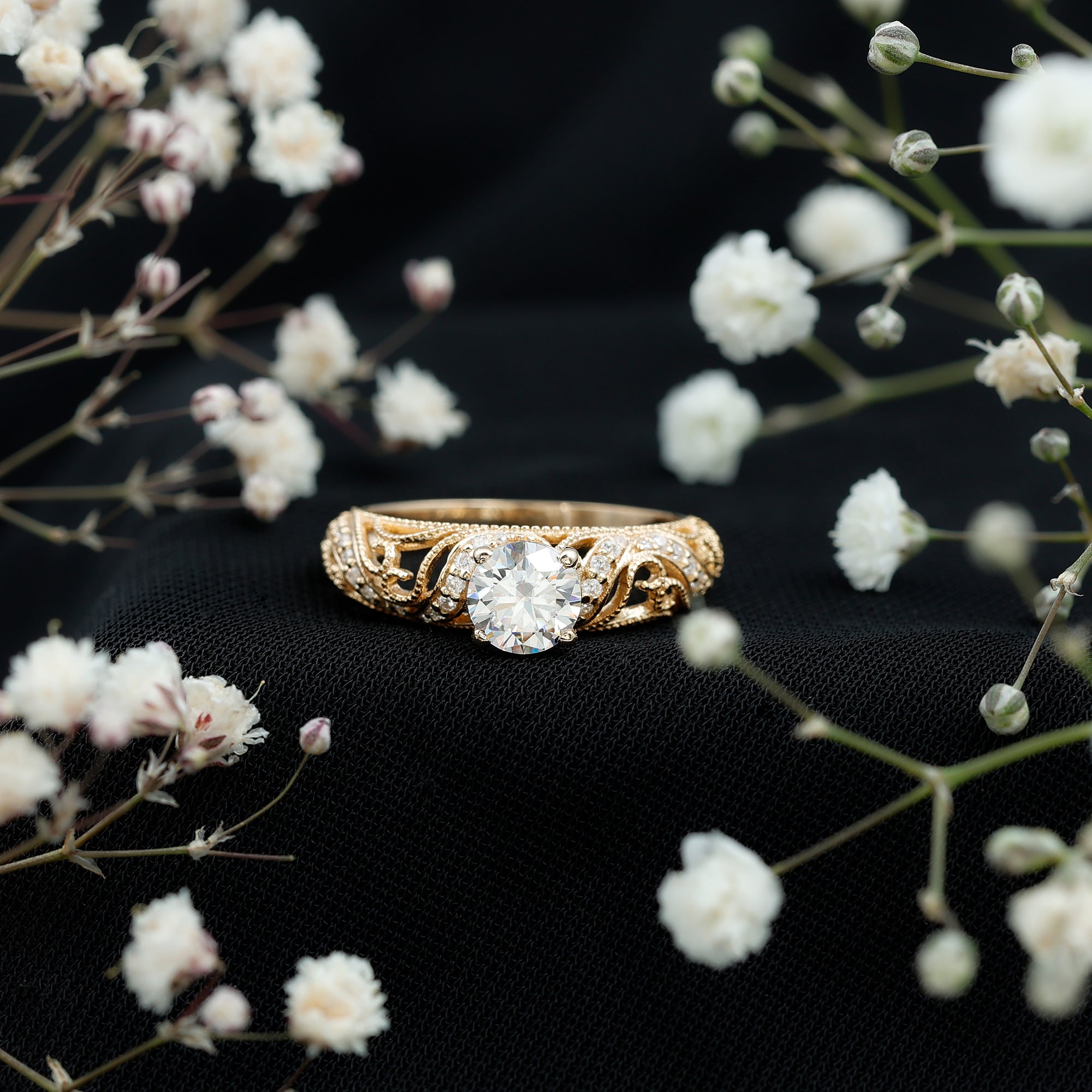 Certified 6 MM Lab Grown Diamond Designer Engagement Ring