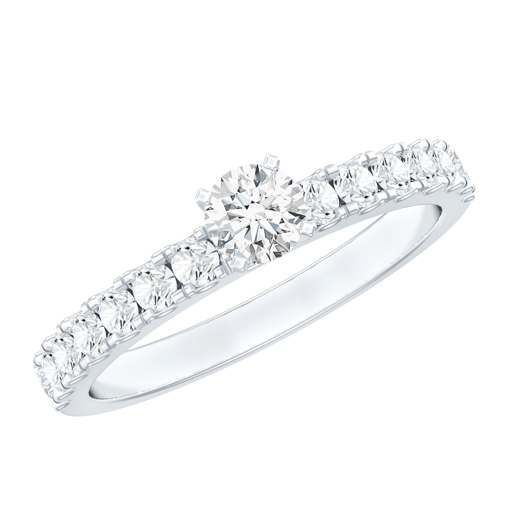 Certified Lab Grown Diamond Engagement Ring with Side Stones