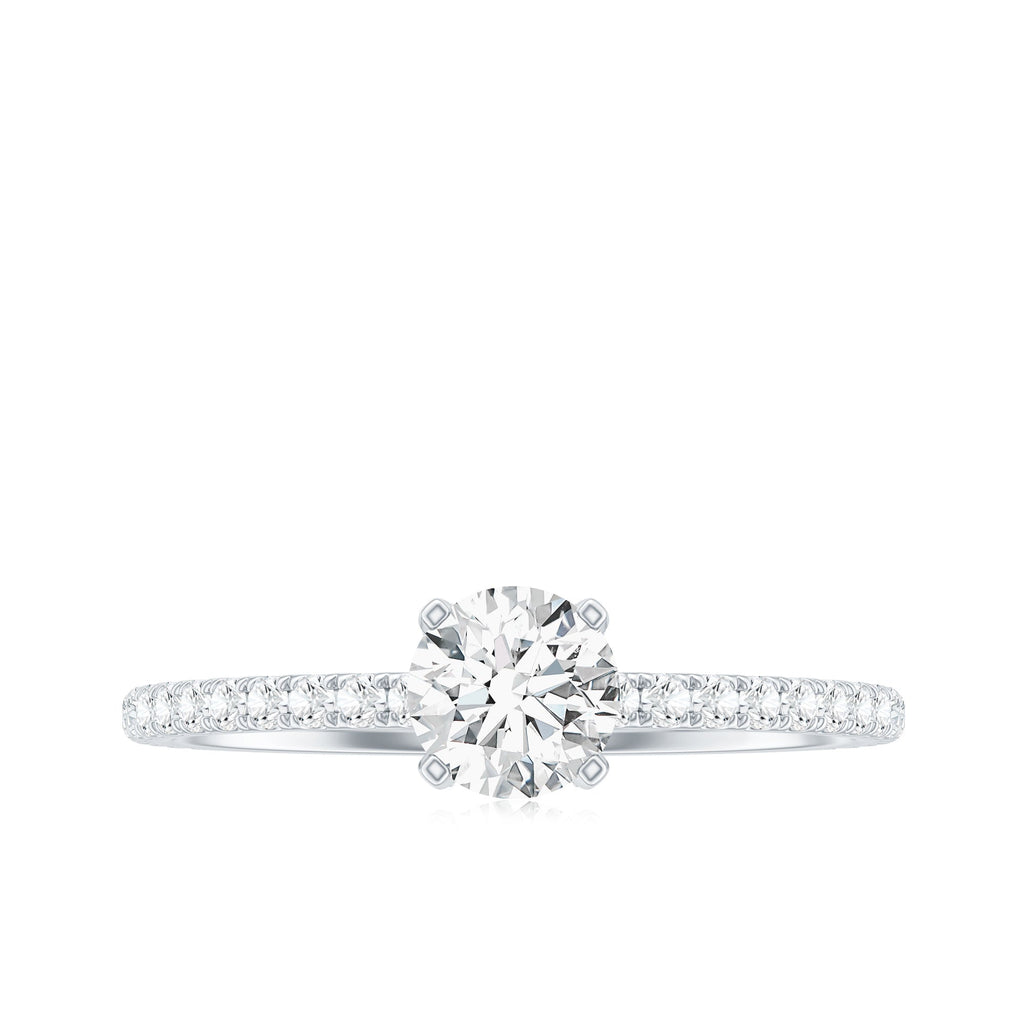 Lab Grown Diamond 5 MM Solitaire Engagement Ring with Side Stones