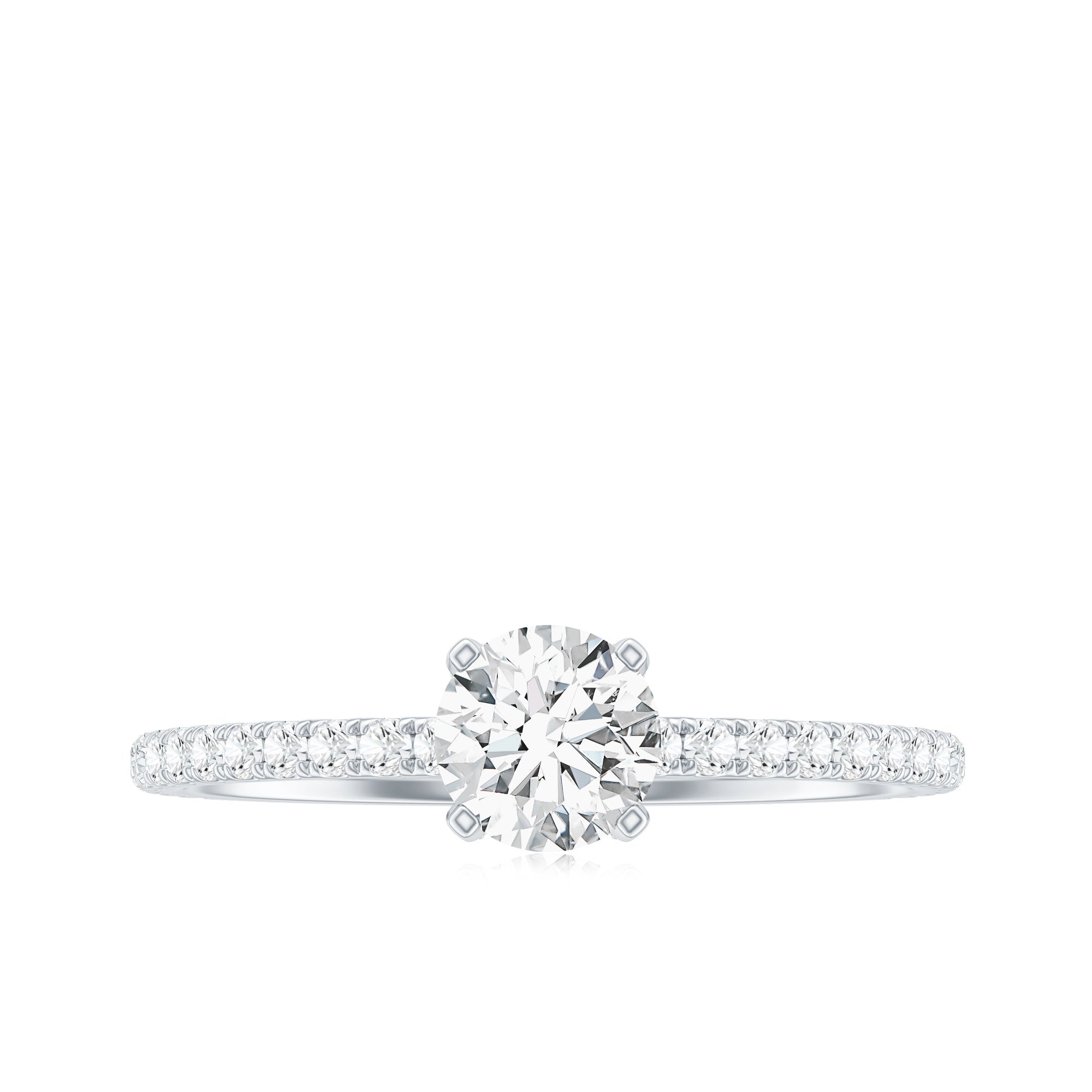 Lab Grown Diamond 5 MM Solitaire Engagement Ring with Side Stones