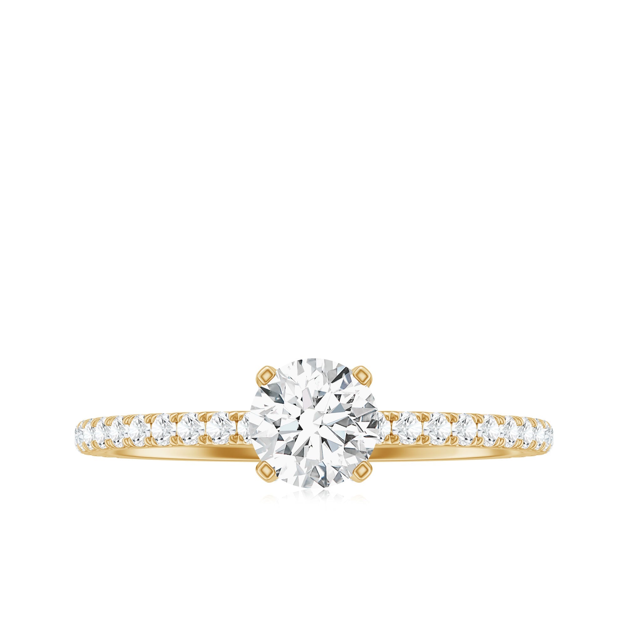 Lab Grown Diamond 5 MM Solitaire Engagement Ring with Side Stones
