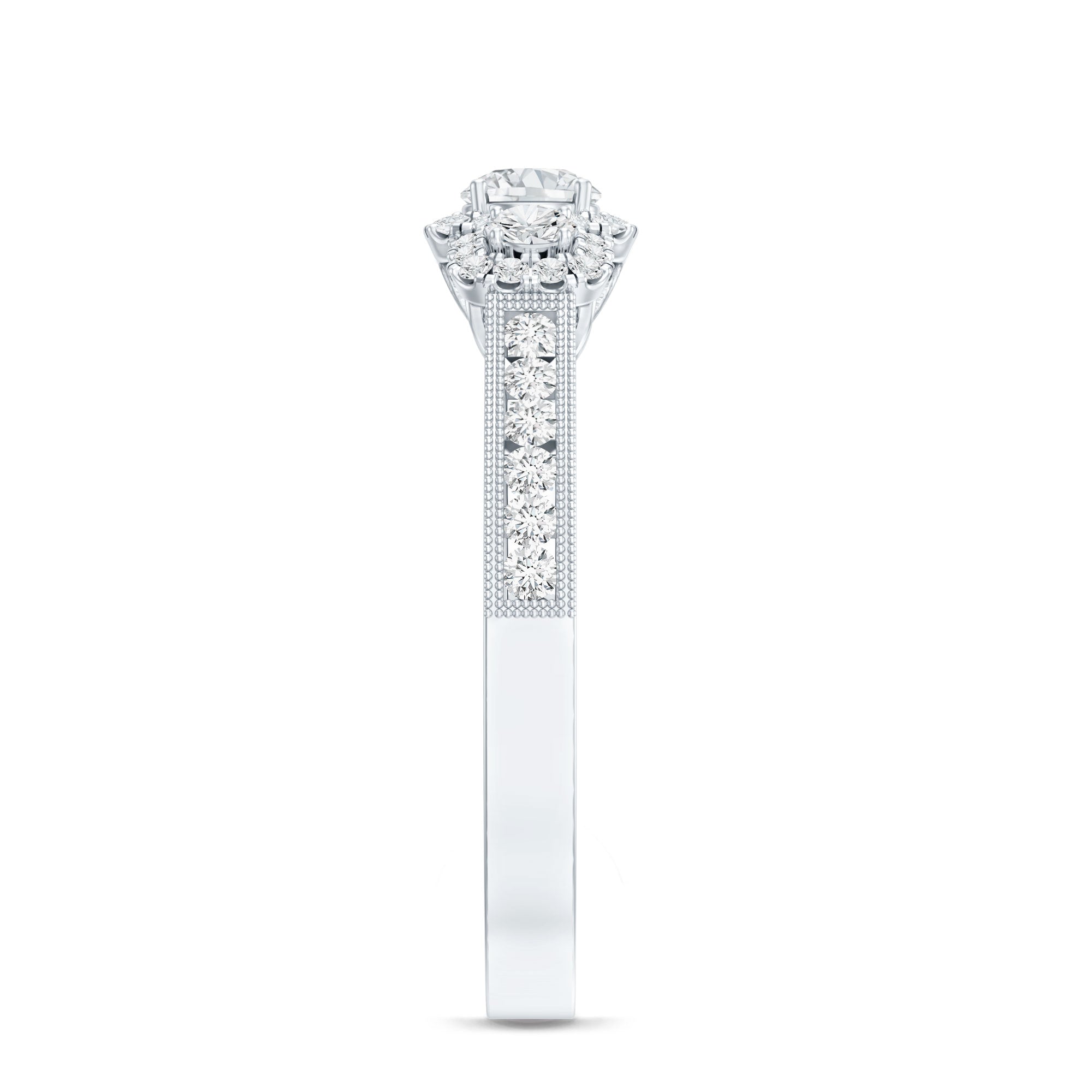 Certified Lab Grown Diamond Three Stone Engagement Ring