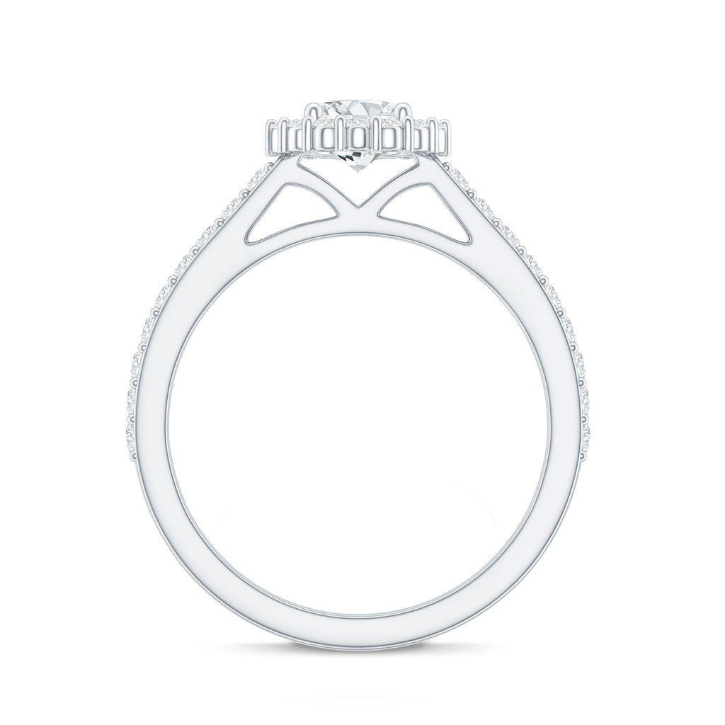 Lab Grown Diamond Halo Engagement Ring With Side Stones