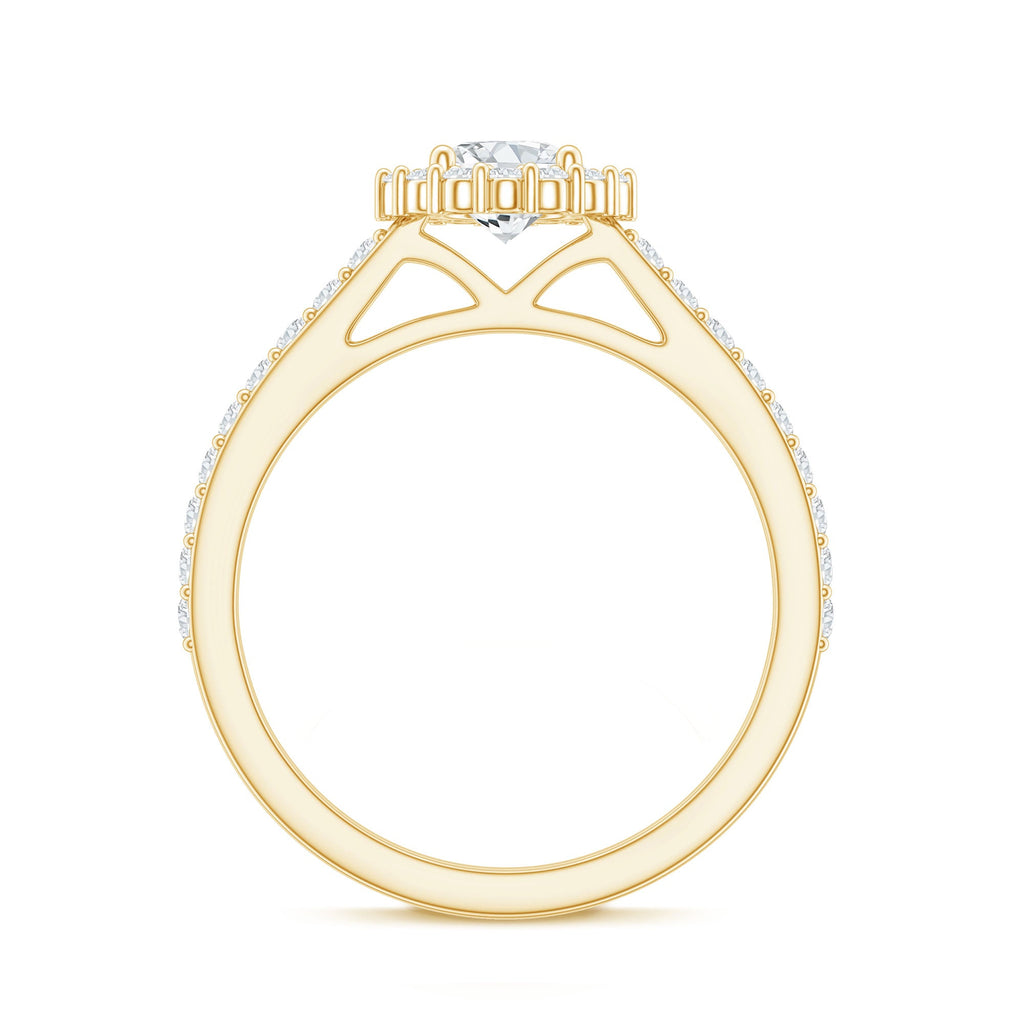 Lab Grown Diamond Halo Engagement Ring With Side Stones