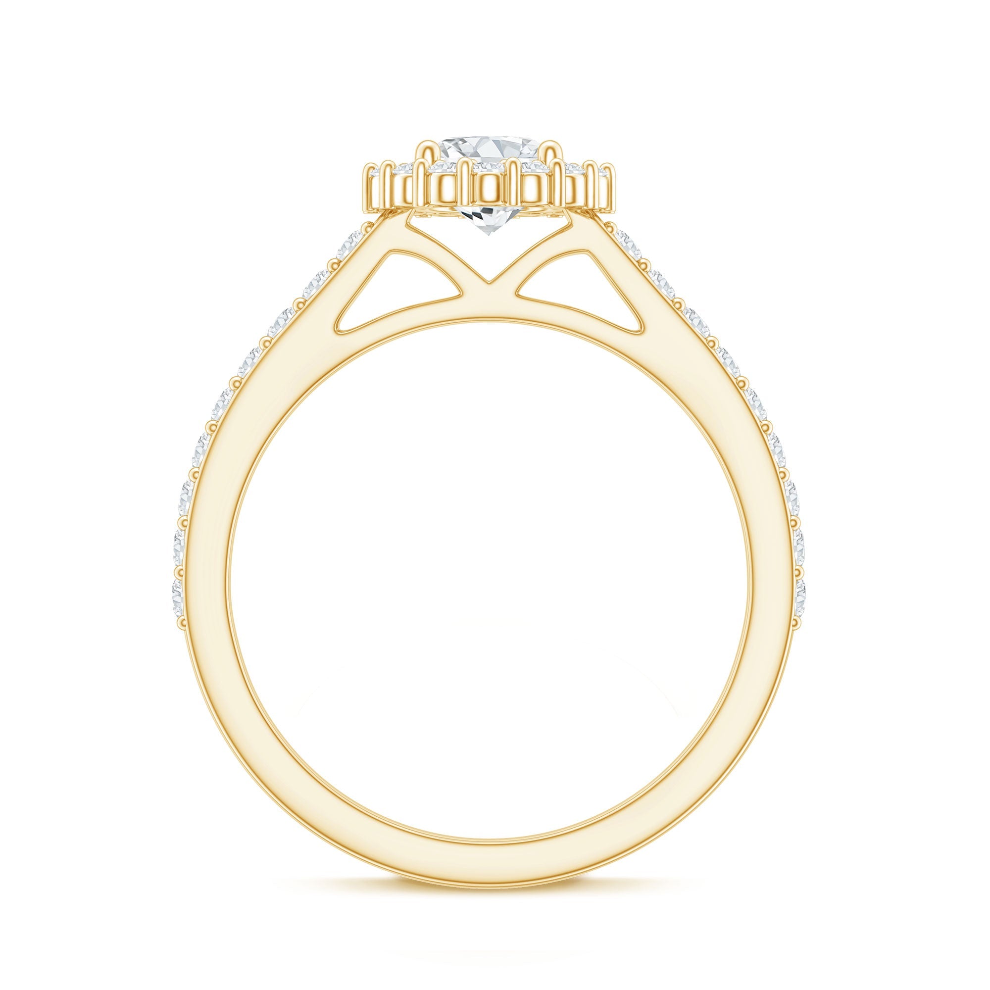 Lab Grown Diamond Halo Engagement Ring With Side Stones