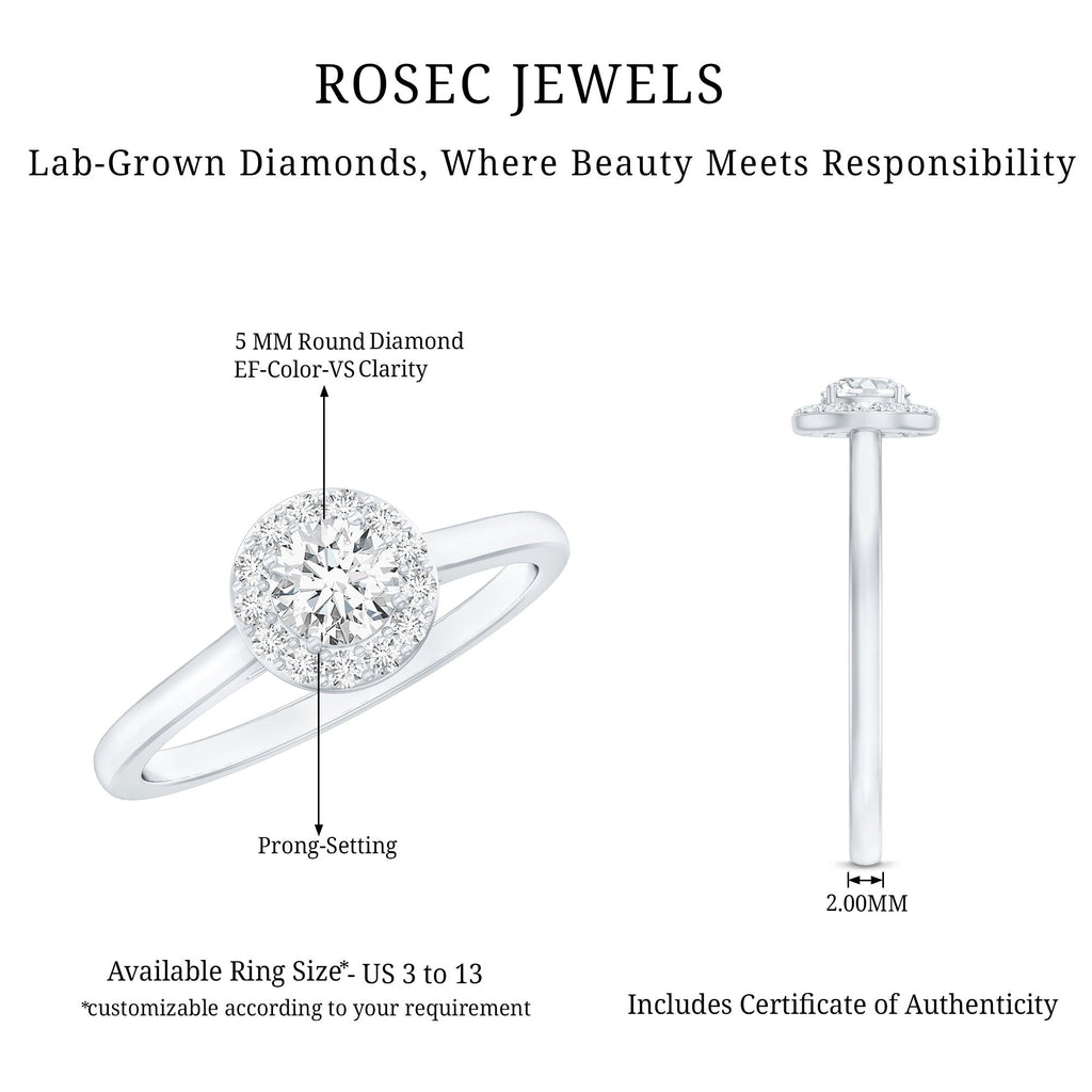 Certified Lab Grown Diamond Halo Promise Engagement Ring