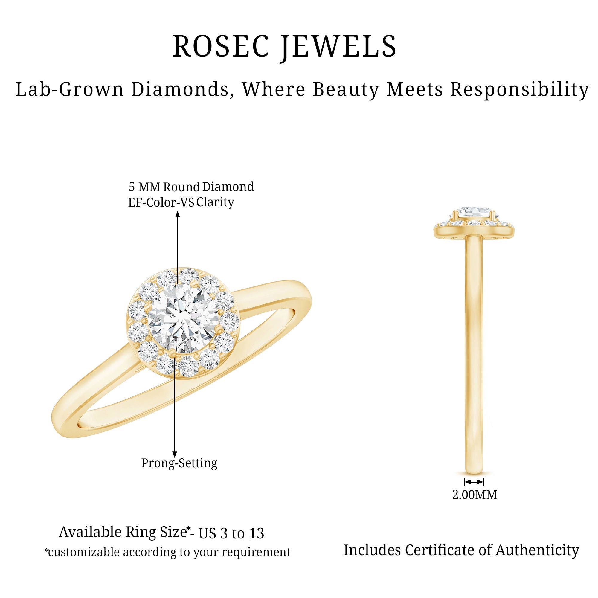 Certified Lab Grown Diamond Halo Promise Engagement Ring