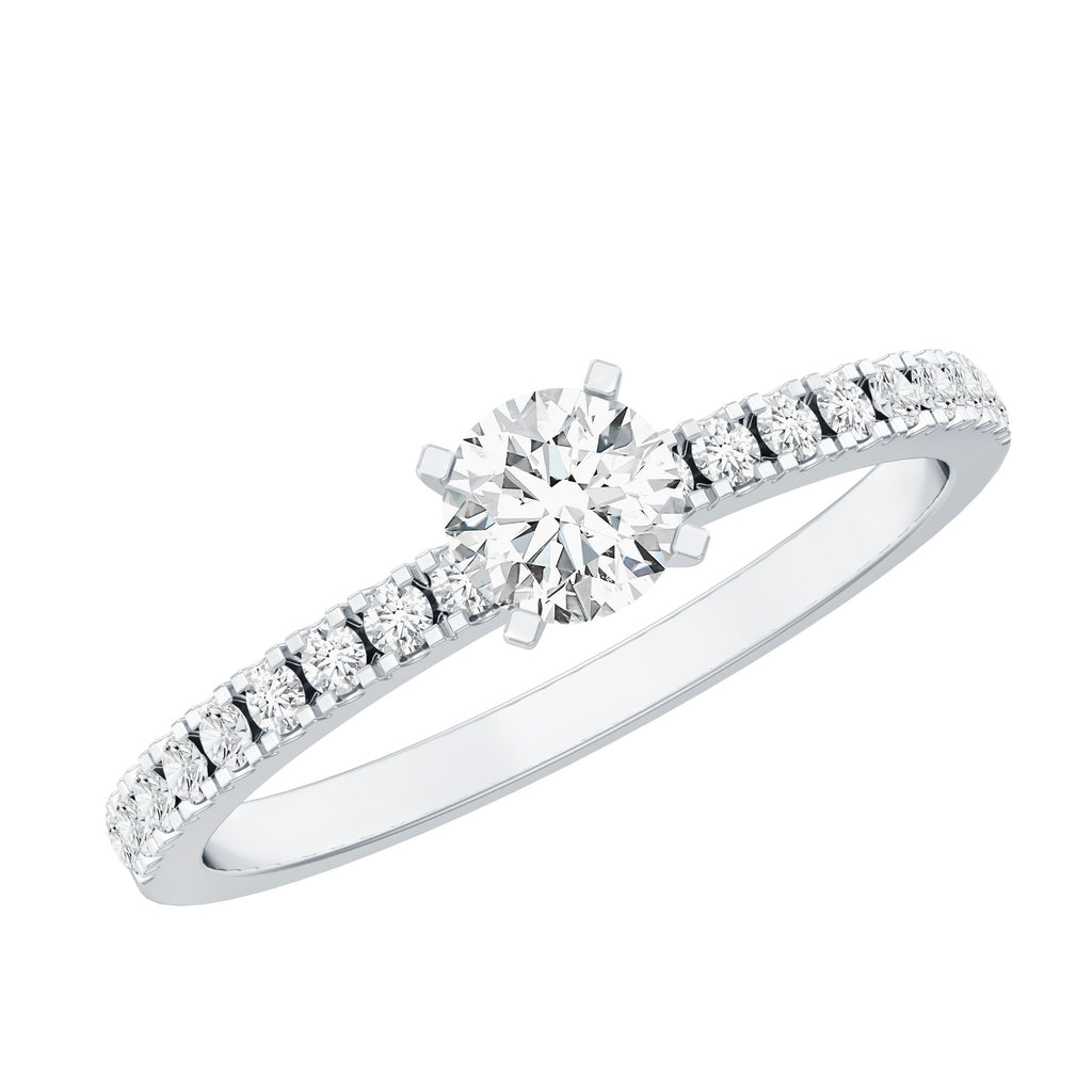 5 MM Lab Grown Diamond Simple Engagement Ring with Side Stones