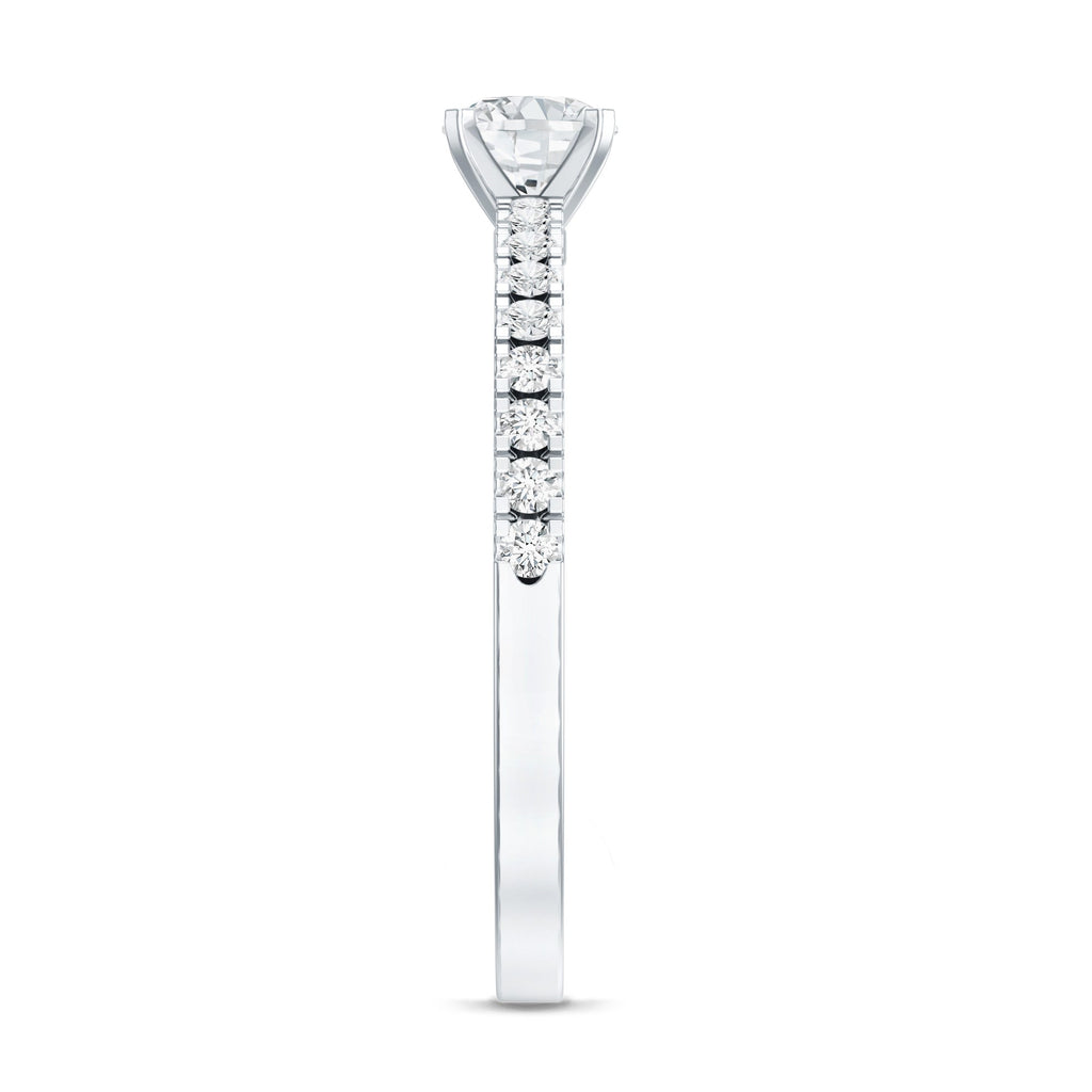 5 MM Lab Grown Diamond Simple Engagement Ring with Side Stones