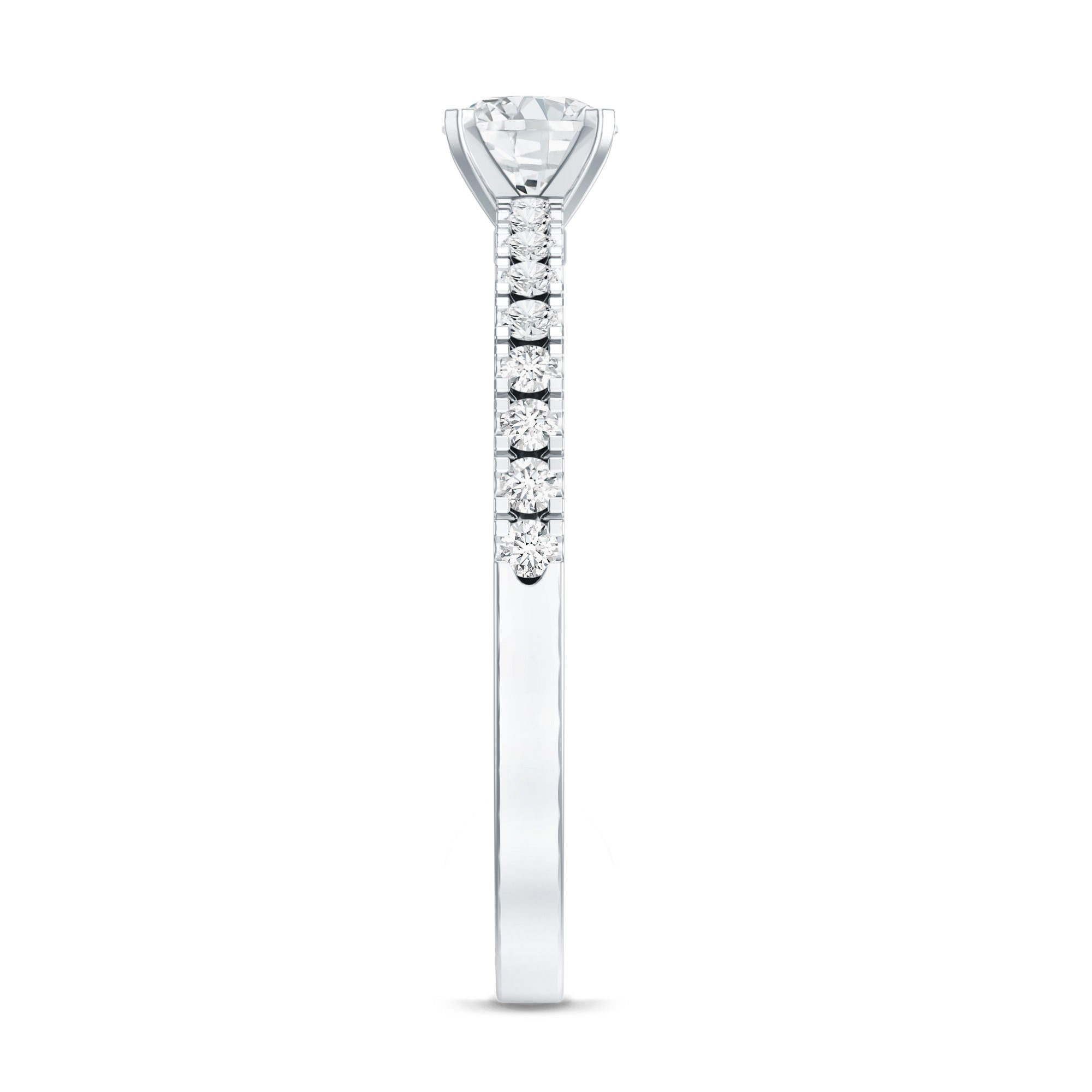 5 MM Lab Grown Diamond Simple Engagement Ring with Side Stones
