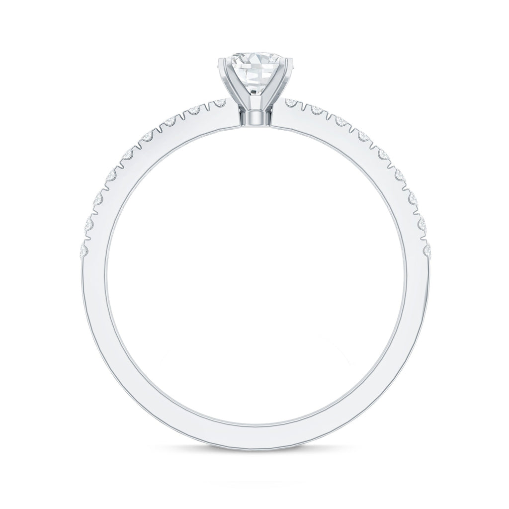 5 MM Lab Grown Diamond Simple Engagement Ring with Side Stones