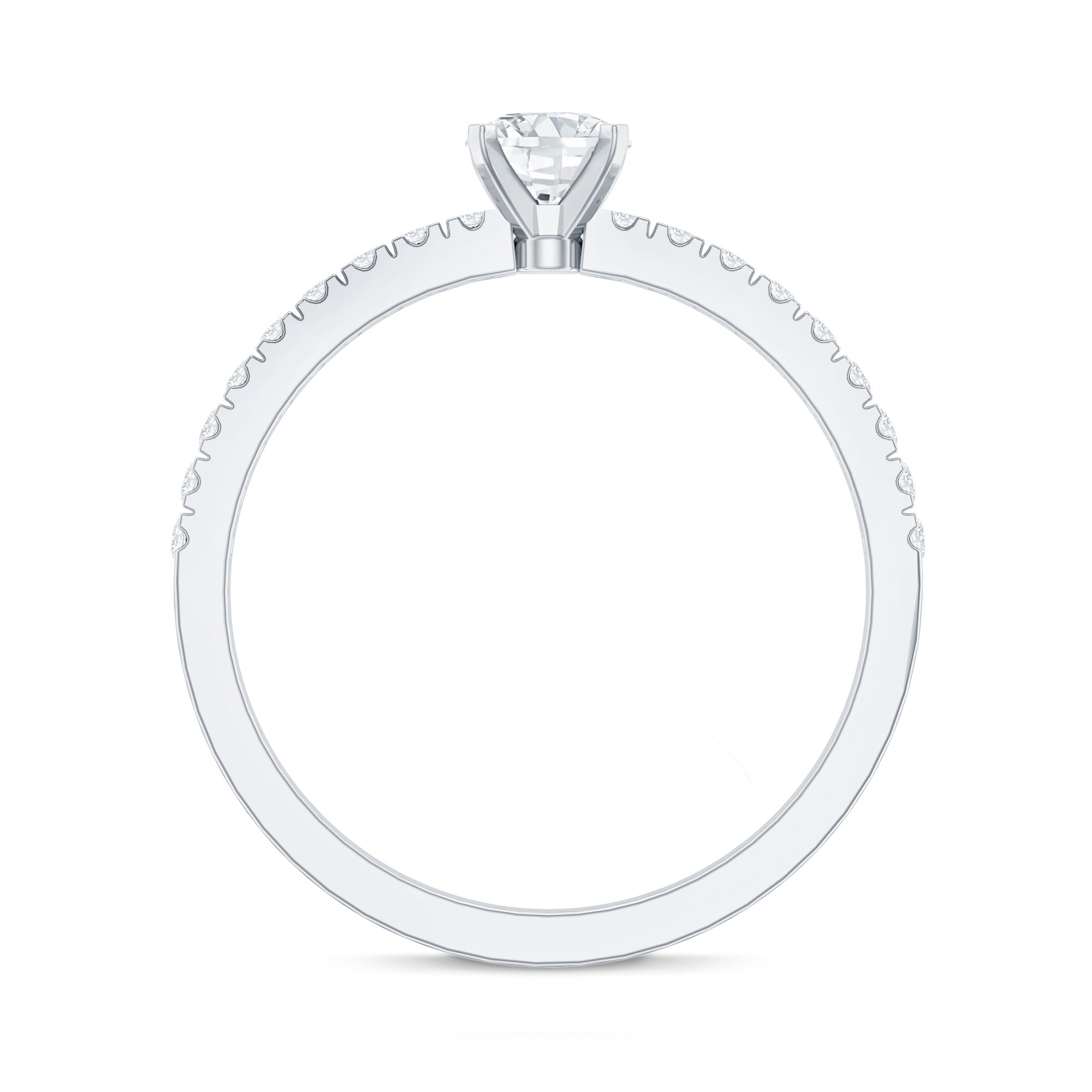 5 MM Lab Grown Diamond Simple Engagement Ring with Side Stones