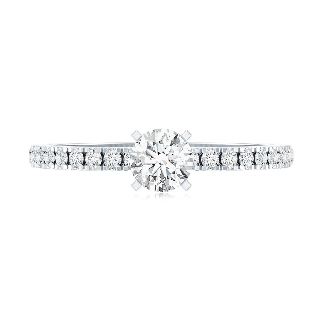 5 MM Lab Grown Diamond Simple Engagement Ring with Side Stones