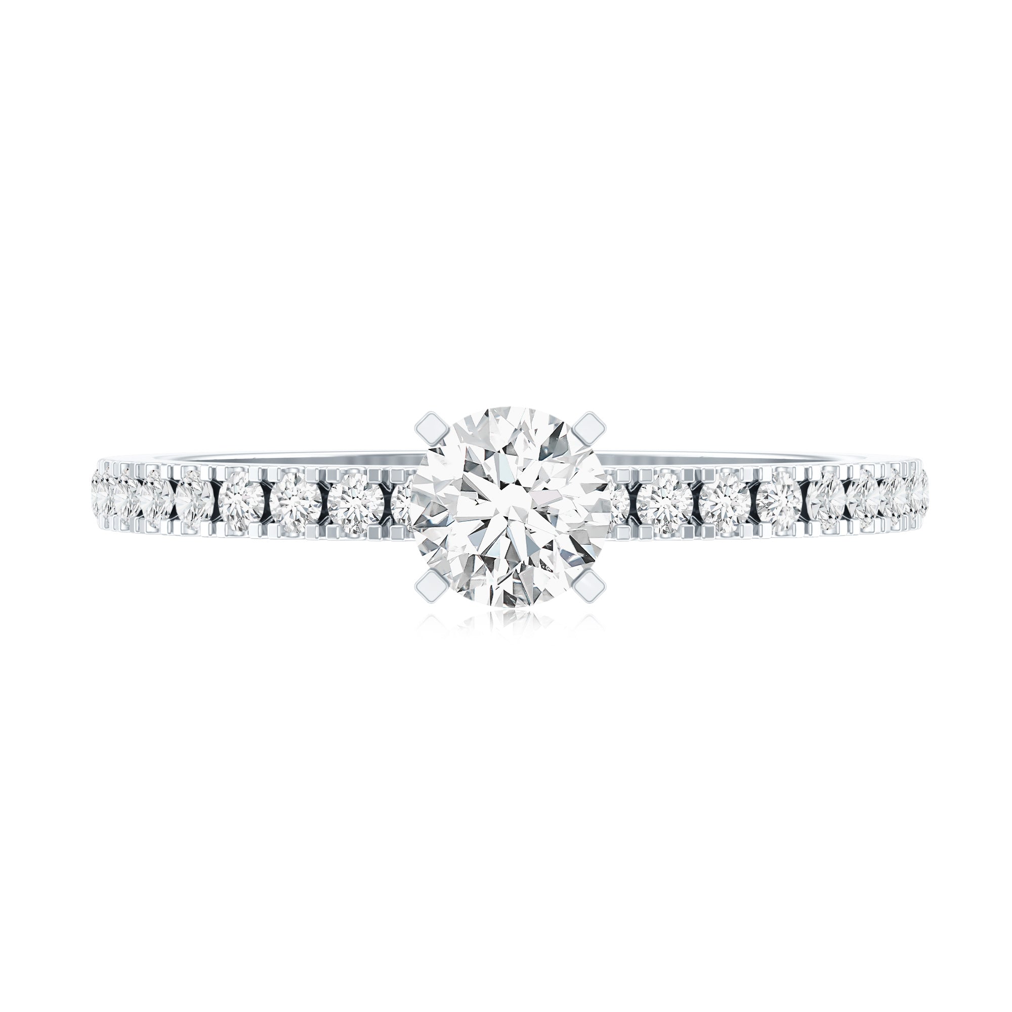 5 MM Lab Grown Diamond Simple Engagement Ring with Side Stones