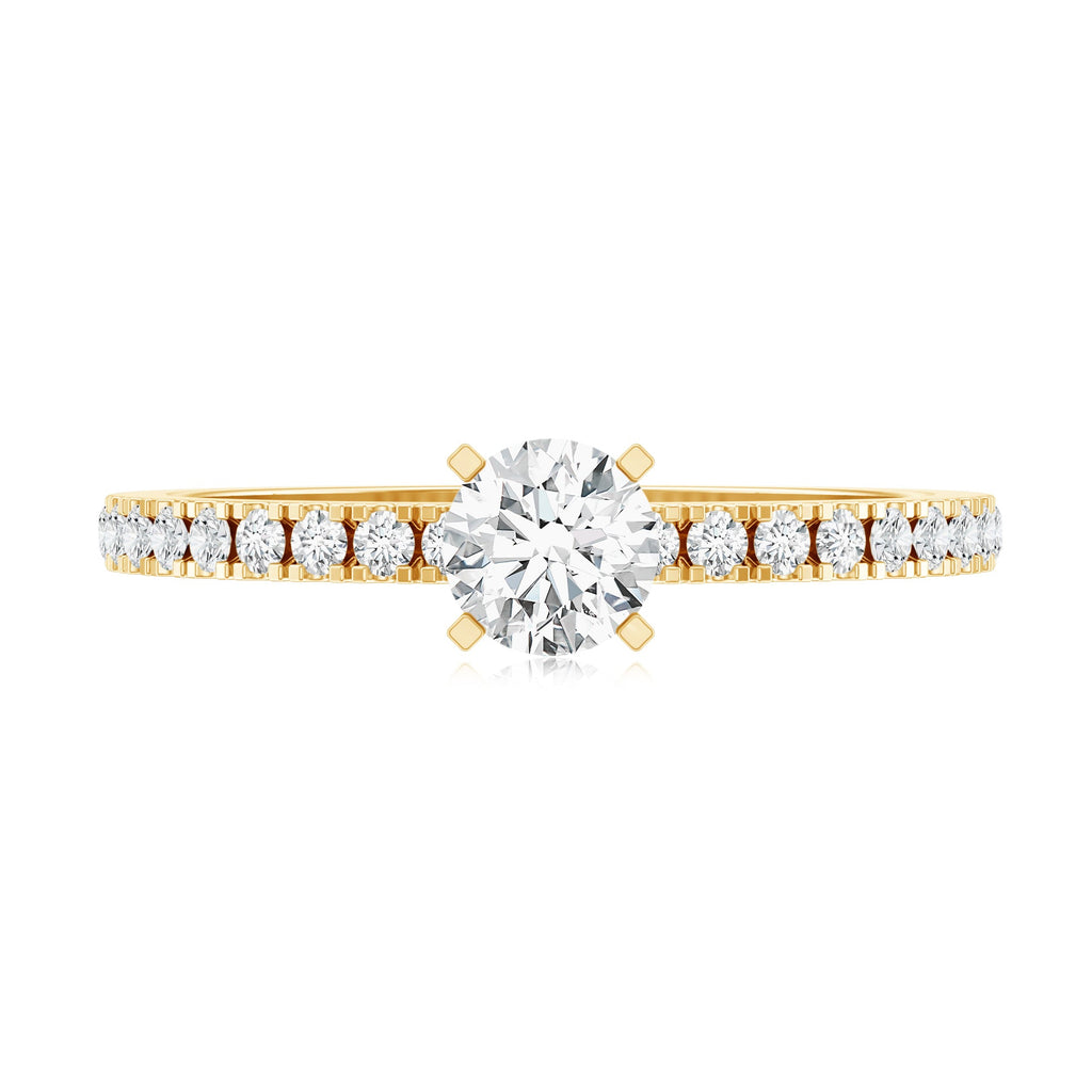 5 MM Lab Grown Diamond Simple Engagement Ring with Side Stones