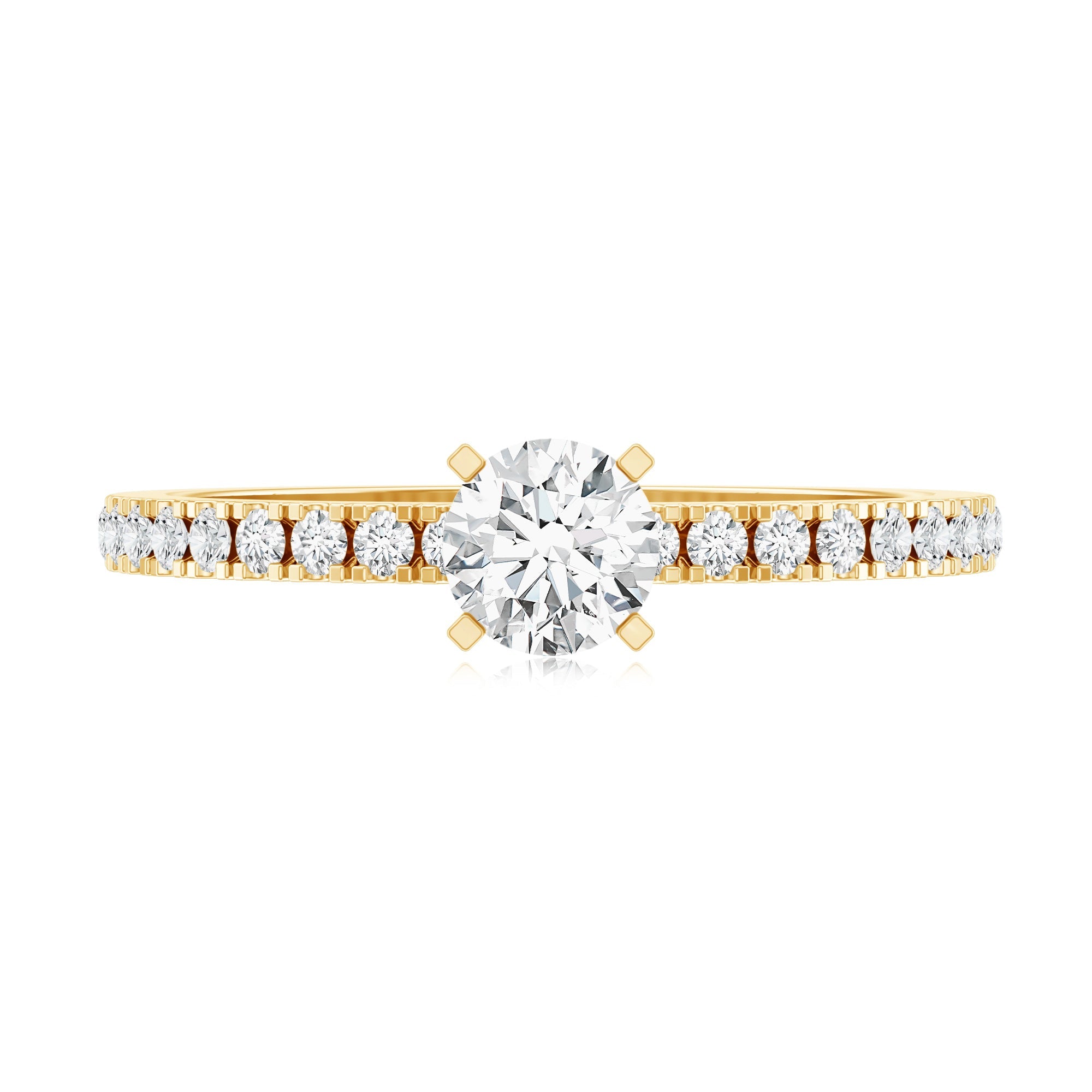 5 MM Lab Grown Diamond Simple Engagement Ring with Side Stones