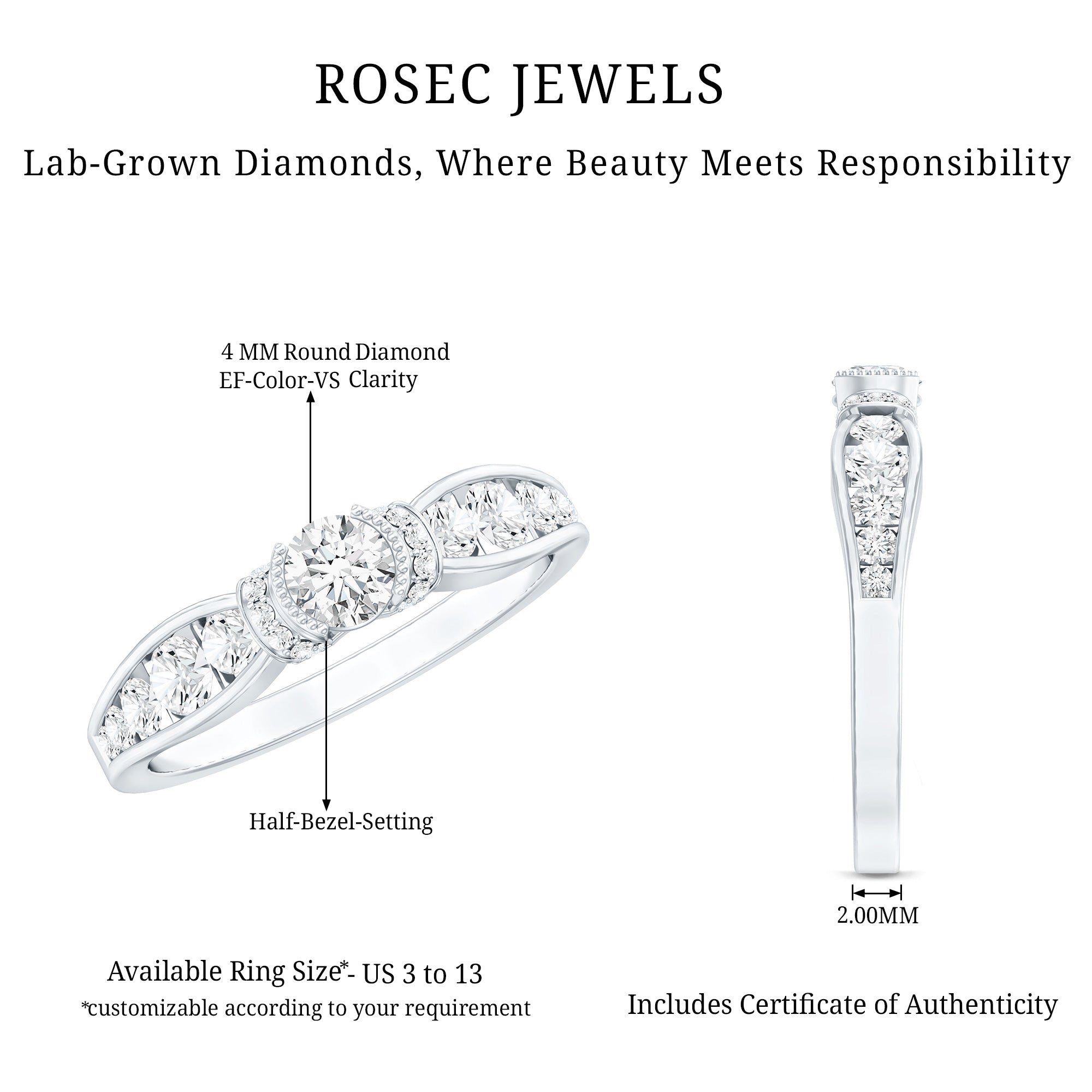 Certified Lab Grown Diamond Minimalist Engagement Ring
