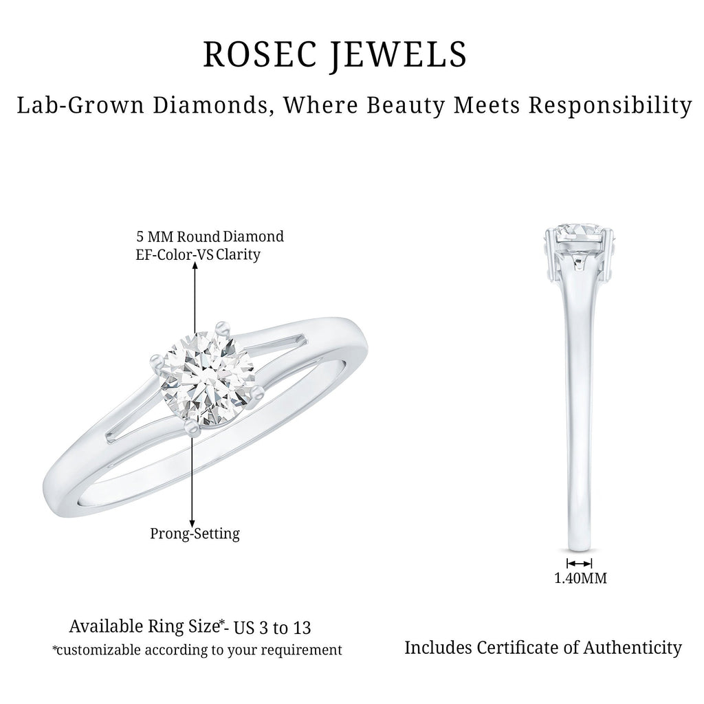 Lab Grown Diamond 5 MM Solitaire Promise Ring With Split Shank
