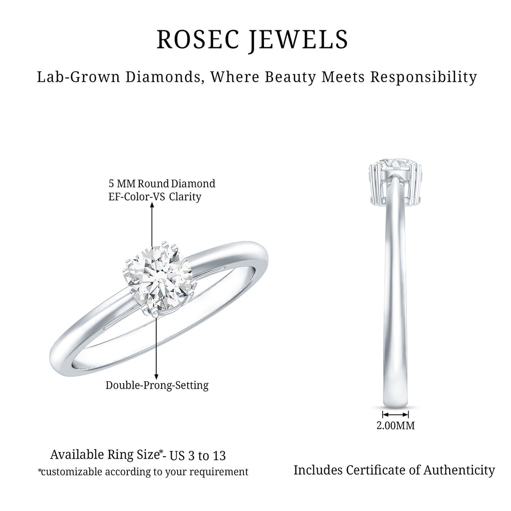 Certified 5 MM Lab Grown Diamond Solitaire Promise Ring