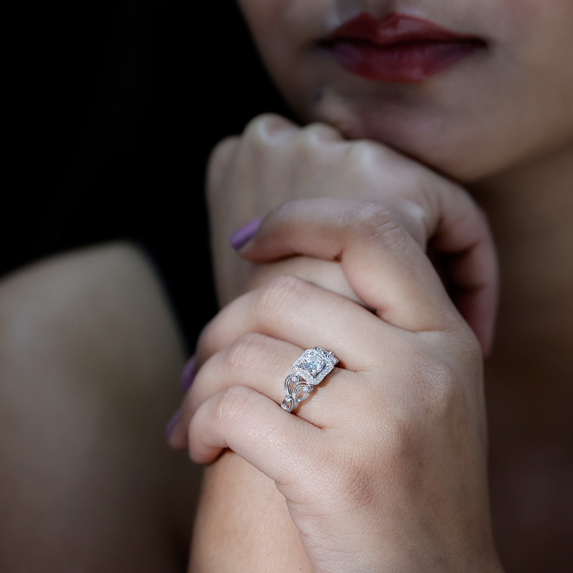 Certified Lab Grown Diamond Art Deco Engagement Ring For Women
