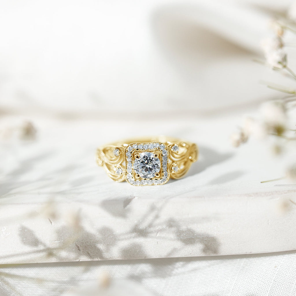 Certified Lab Grown Diamond Art Deco Engagement Ring For Women
