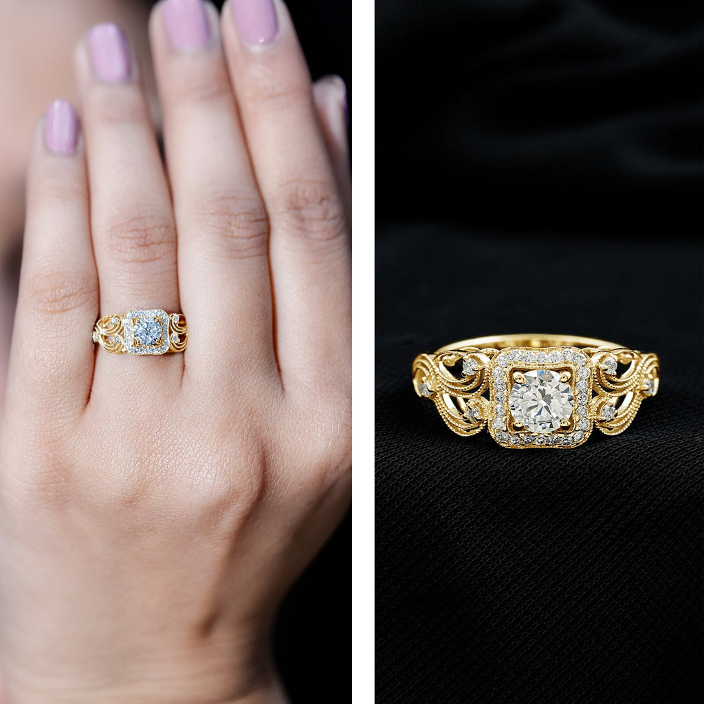 Certified Lab Grown Diamond Art Deco Engagement Ring For Women