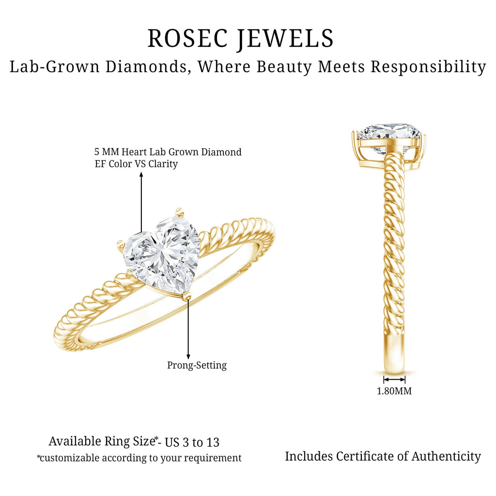 Certified 5 MM Heart Lab Grown Diamond Solitaire Promise Ring