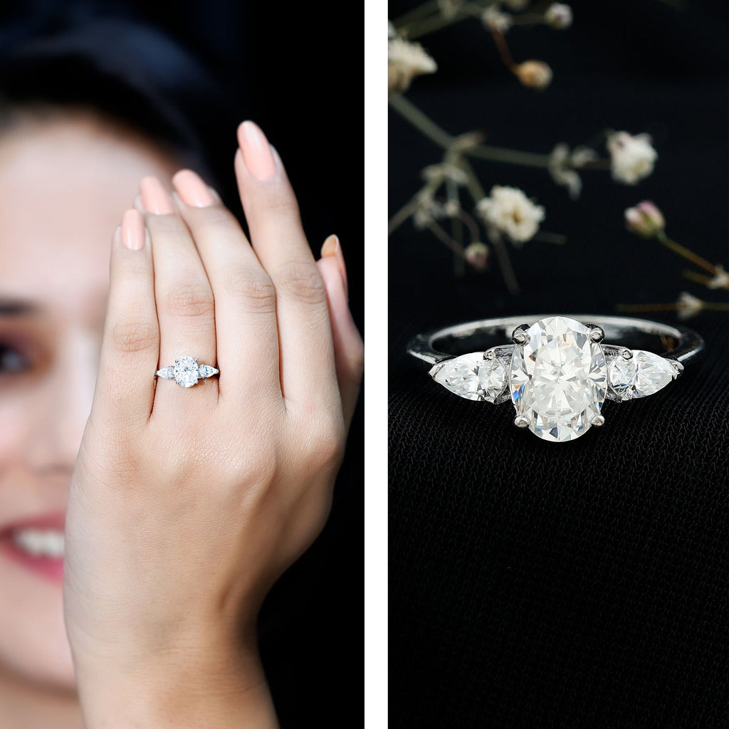 Lab Grown Diamond Past Present Future Engagement Ring For Women