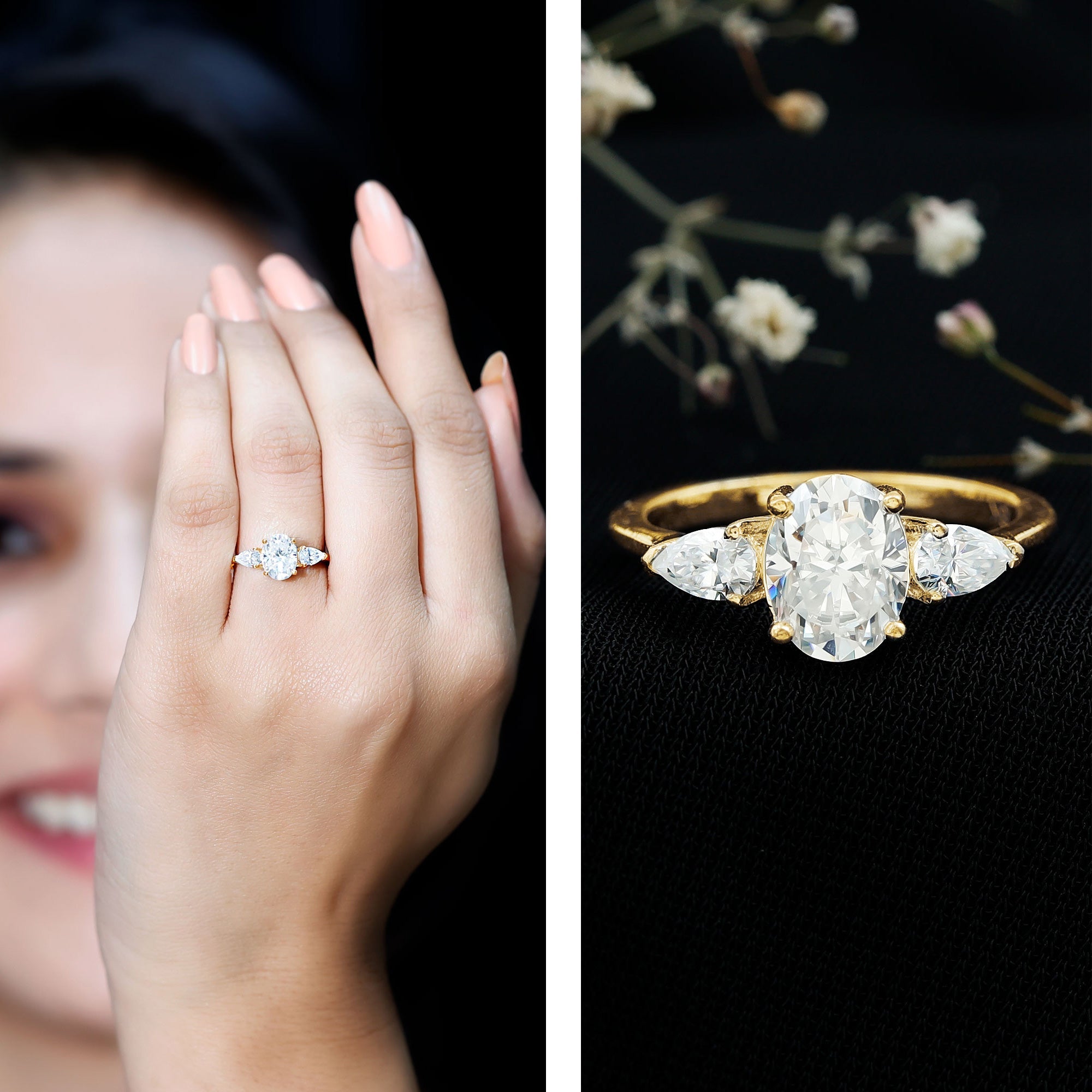 Lab Grown Diamond Past Present Future Engagement Ring For Women