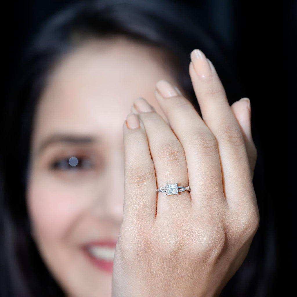 Certified Lab Grown Diamond 6MM Princess Cut Engagement Ring
