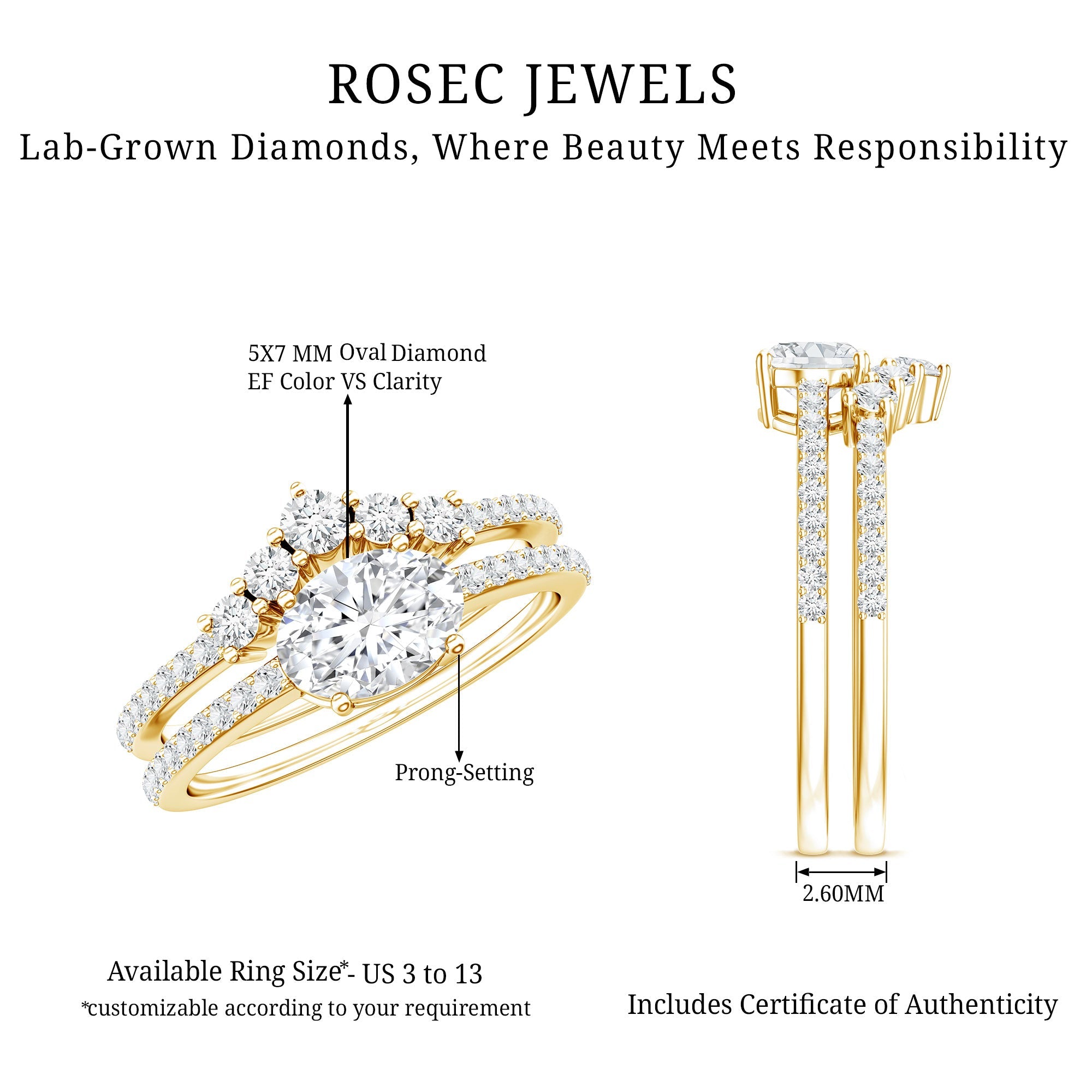 Certified 5X7 MM Lab Grown Diamond Engagement Ring Enhancer