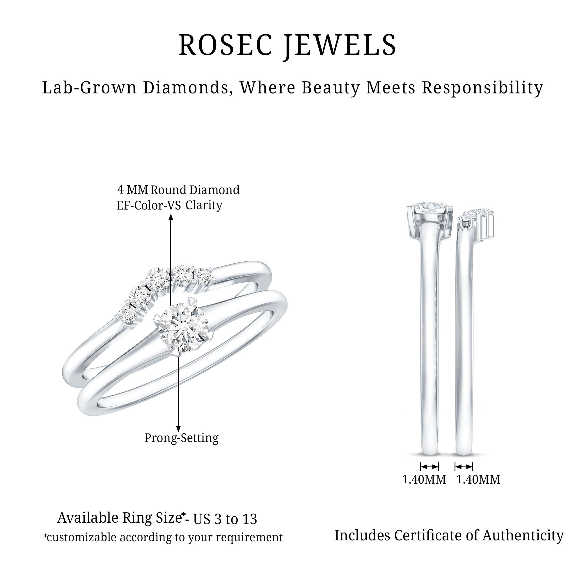 Lab Grown Diamond Minimal Engagement Ring With Enhancer
