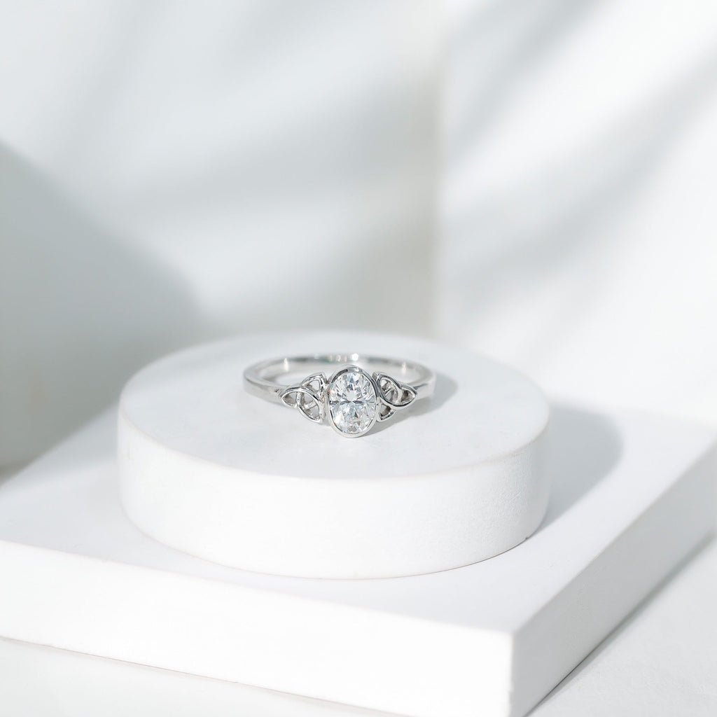 5X7 MM Oval Lab Grown Diamond Celtic Knot Engagement Ring