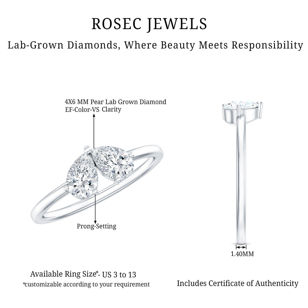 Certified Lab Grown Diamond 2 Stone Promise Ring