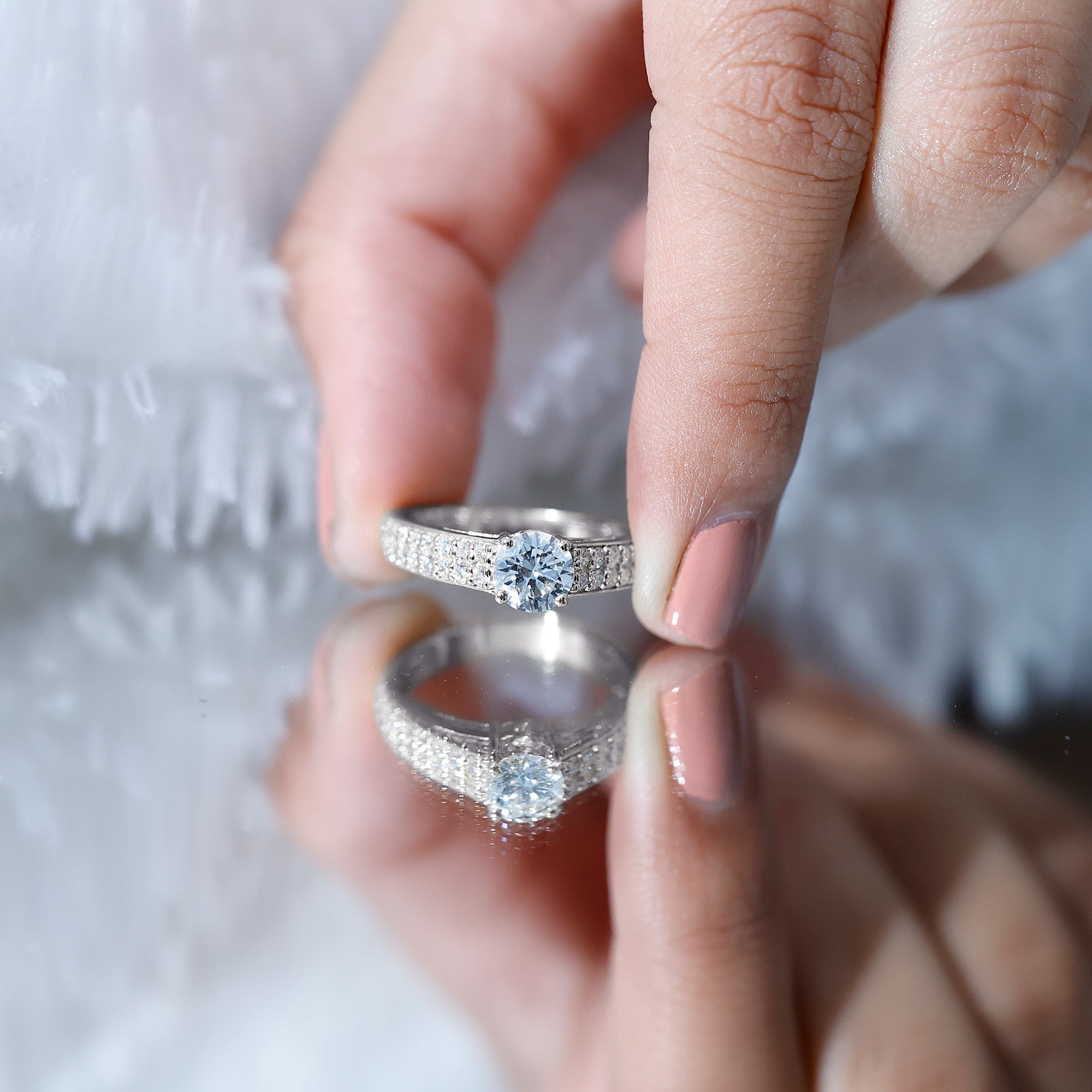 Certified Lab Grown Diamond 1Ct Engagement Ring With Side Stones