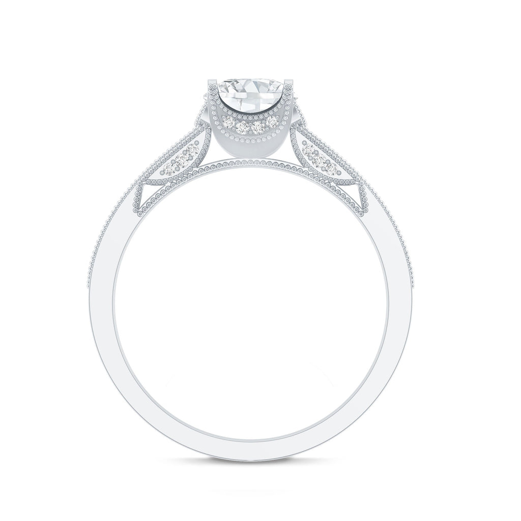 Certified Lab Grown Diamond 6 MM Round Engagement Ring With Side Stones