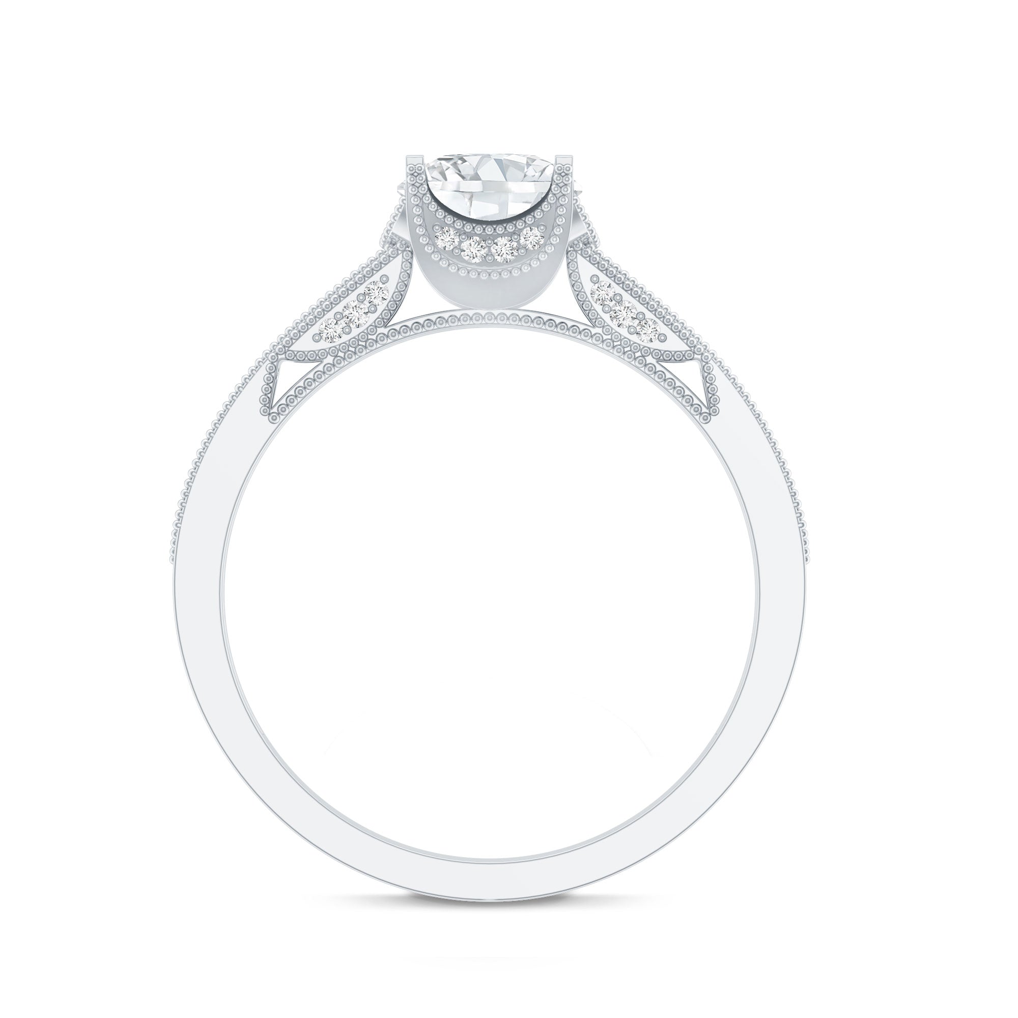 Certified Lab Grown Diamond 6 MM Round Engagement Ring With Side Stones